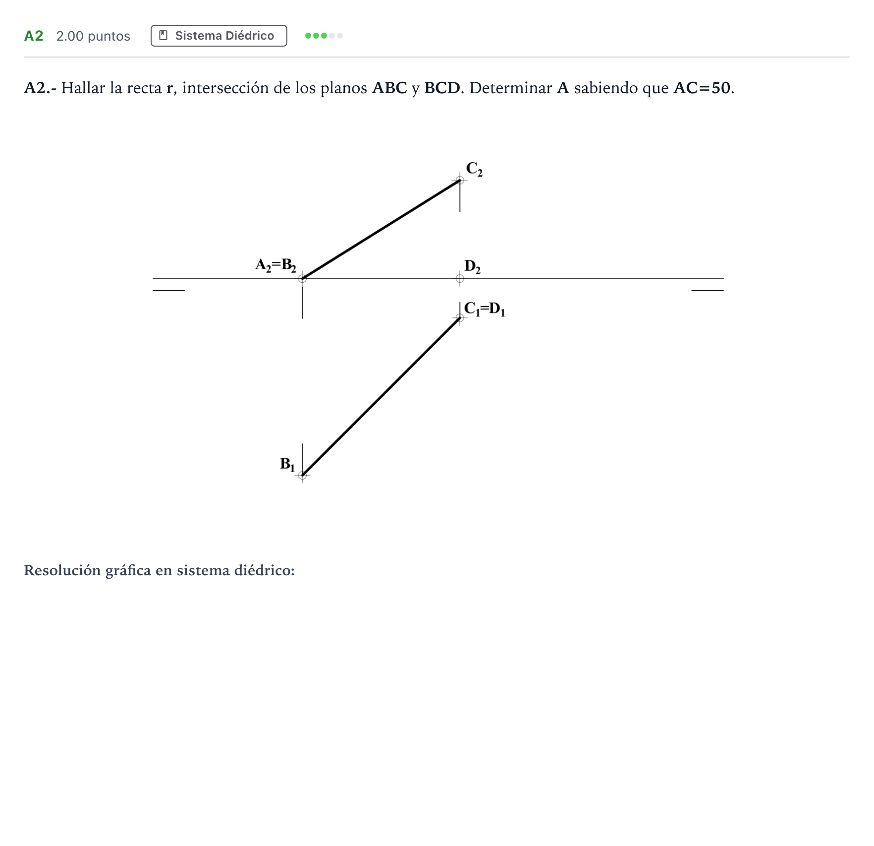 Enunciado: Ejercicio A2 · Dibujo técnico II PAU Madrid Modelo 2023