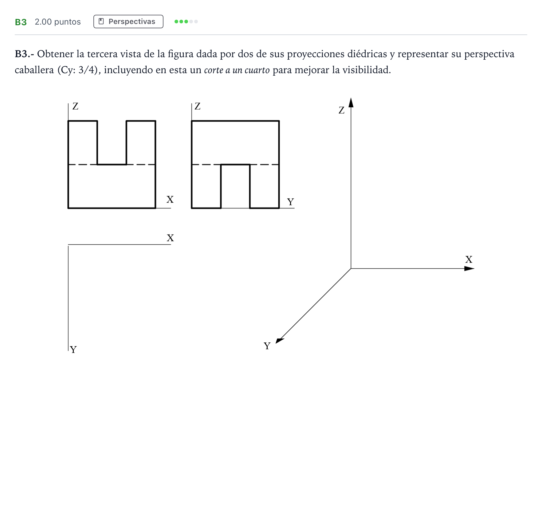Enunciado: Ejercicio B3 · Dibujo técnico II PAU Madrid Modelo 2023