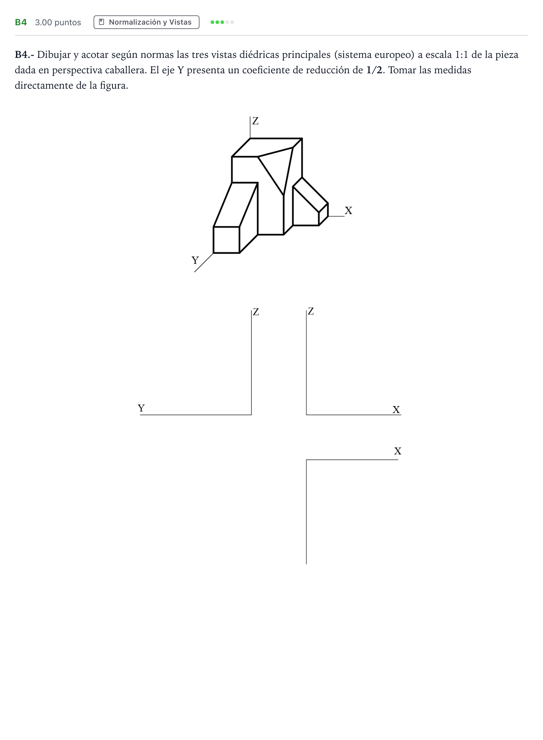 Enunciado: Ejercicio B4 · Dibujo técnico II PAU Madrid Modelo 2023
