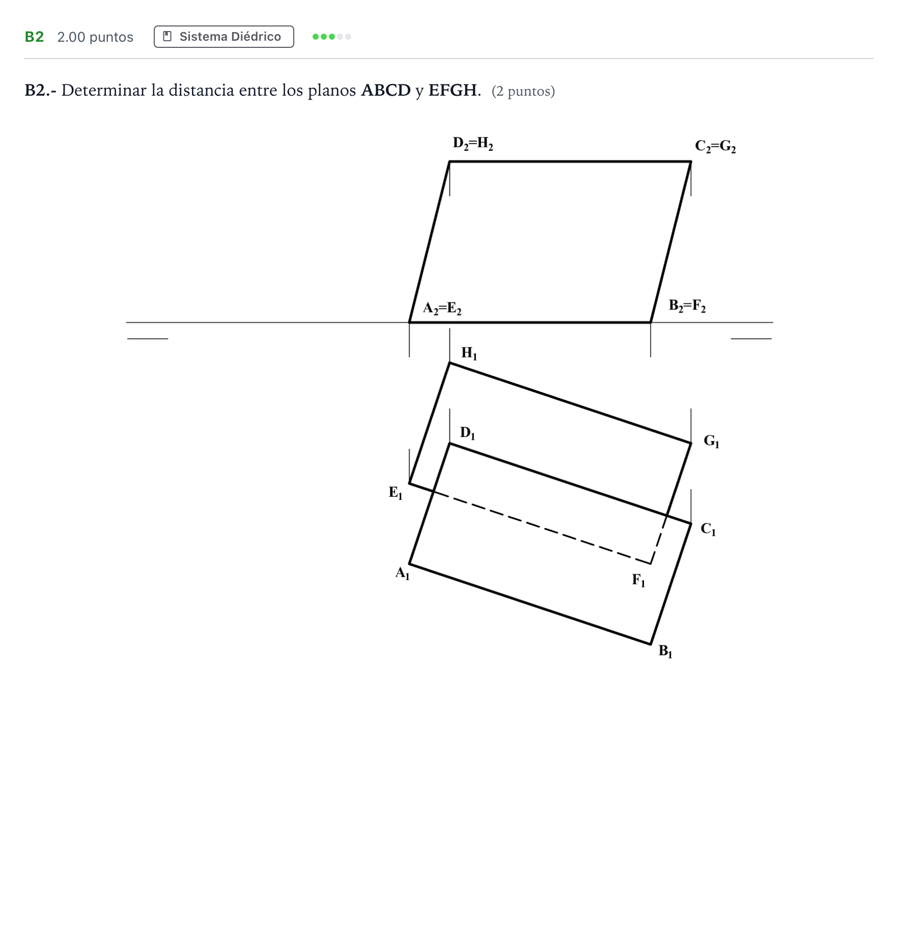 Enunciado: Ejercicio B2 · Dibujo técnico II PAU Madrid Ordinaria 2023