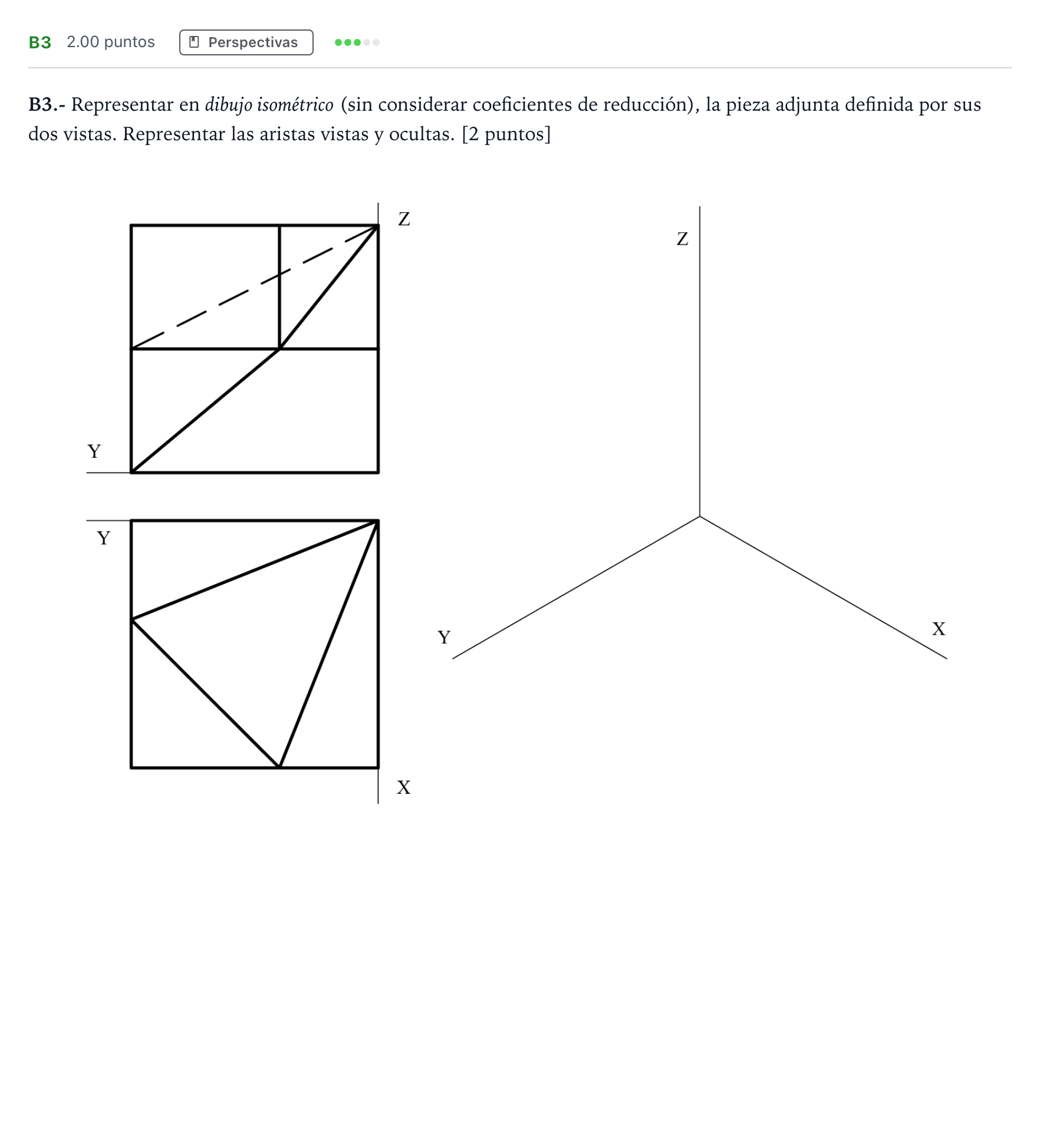 Enunciado: Ejercicio B3 · Dibujo técnico II PAU Madrid Ordinaria 2023