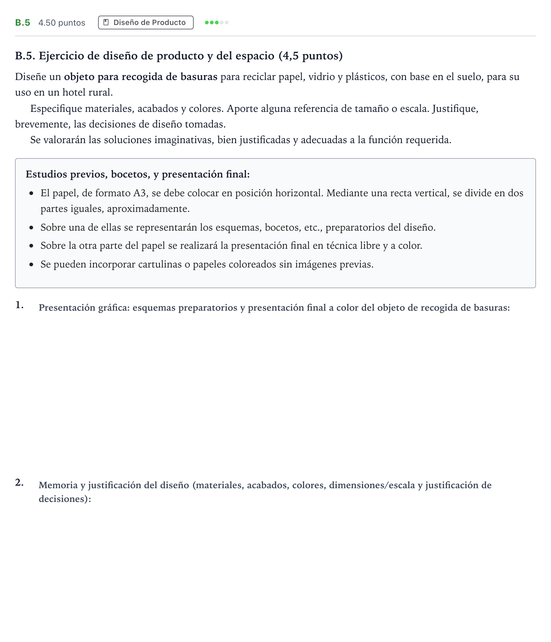 Enunciado: Ejercicio B.5 · Diseño PAU Madrid Modelo 2023