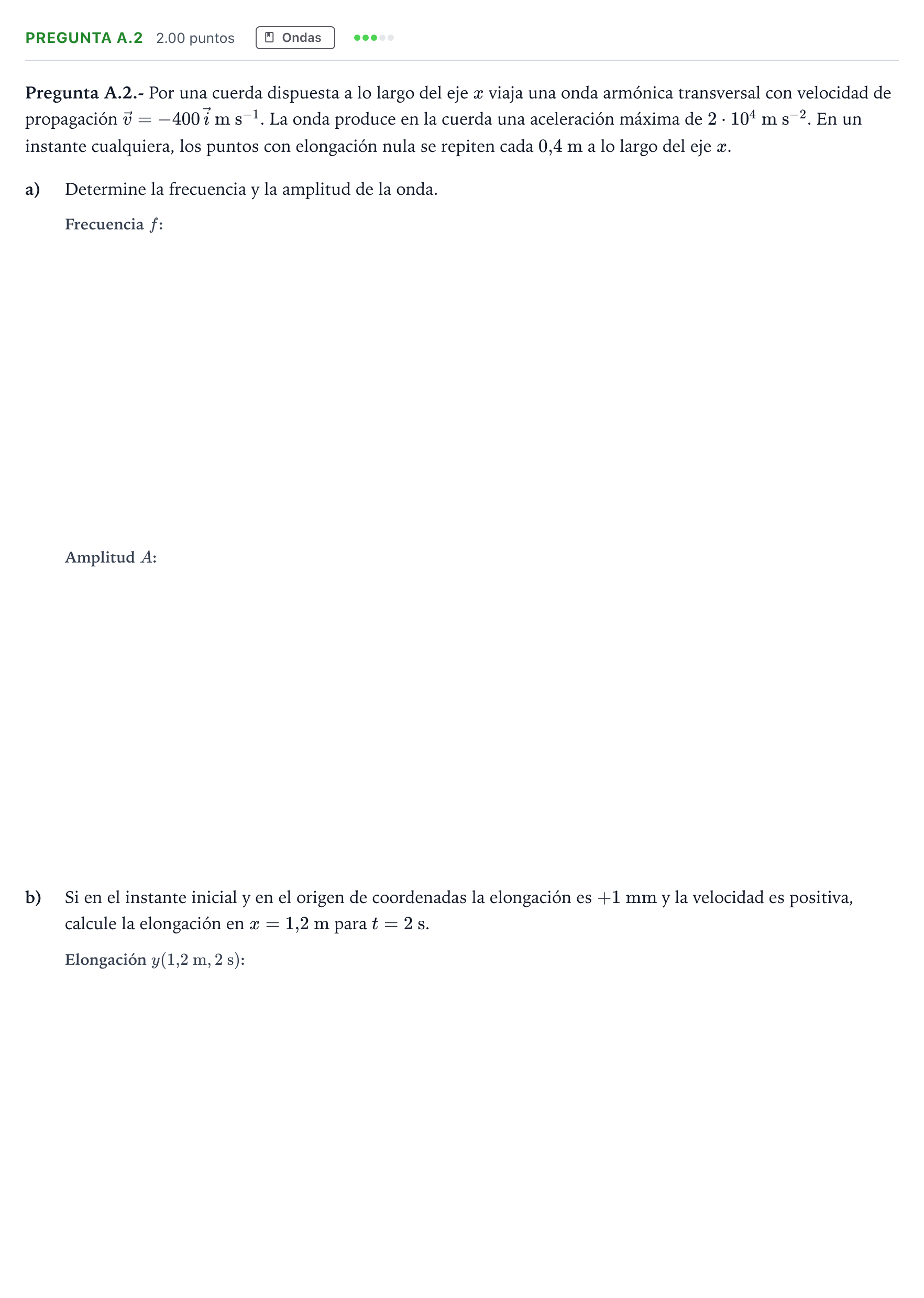 Enunciado: Pregunta A.2 · Física PAU Madrid Extraordinaria 2023