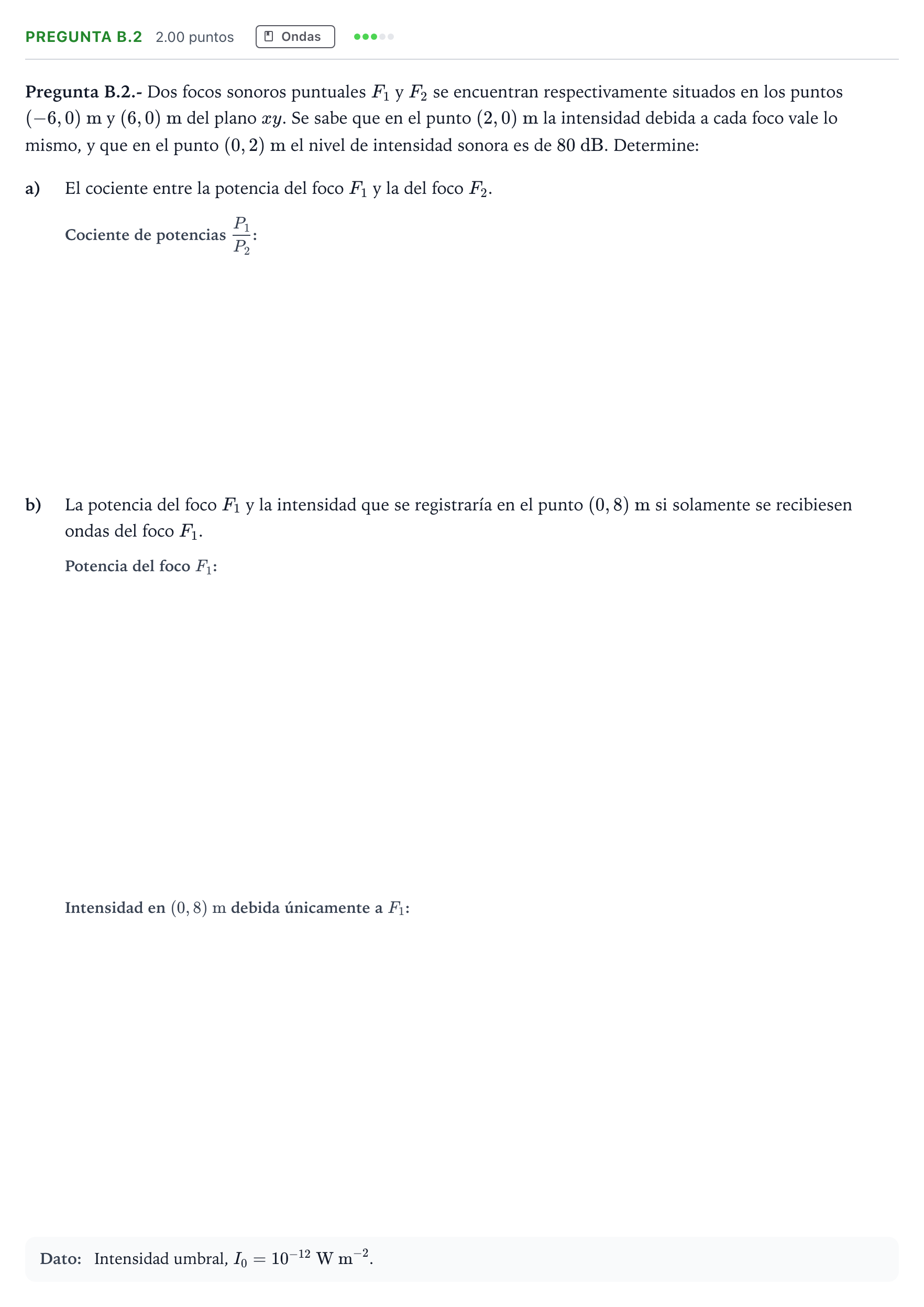 Enunciado: Pregunta B.2 · Física PAU Madrid Extraordinaria 2023