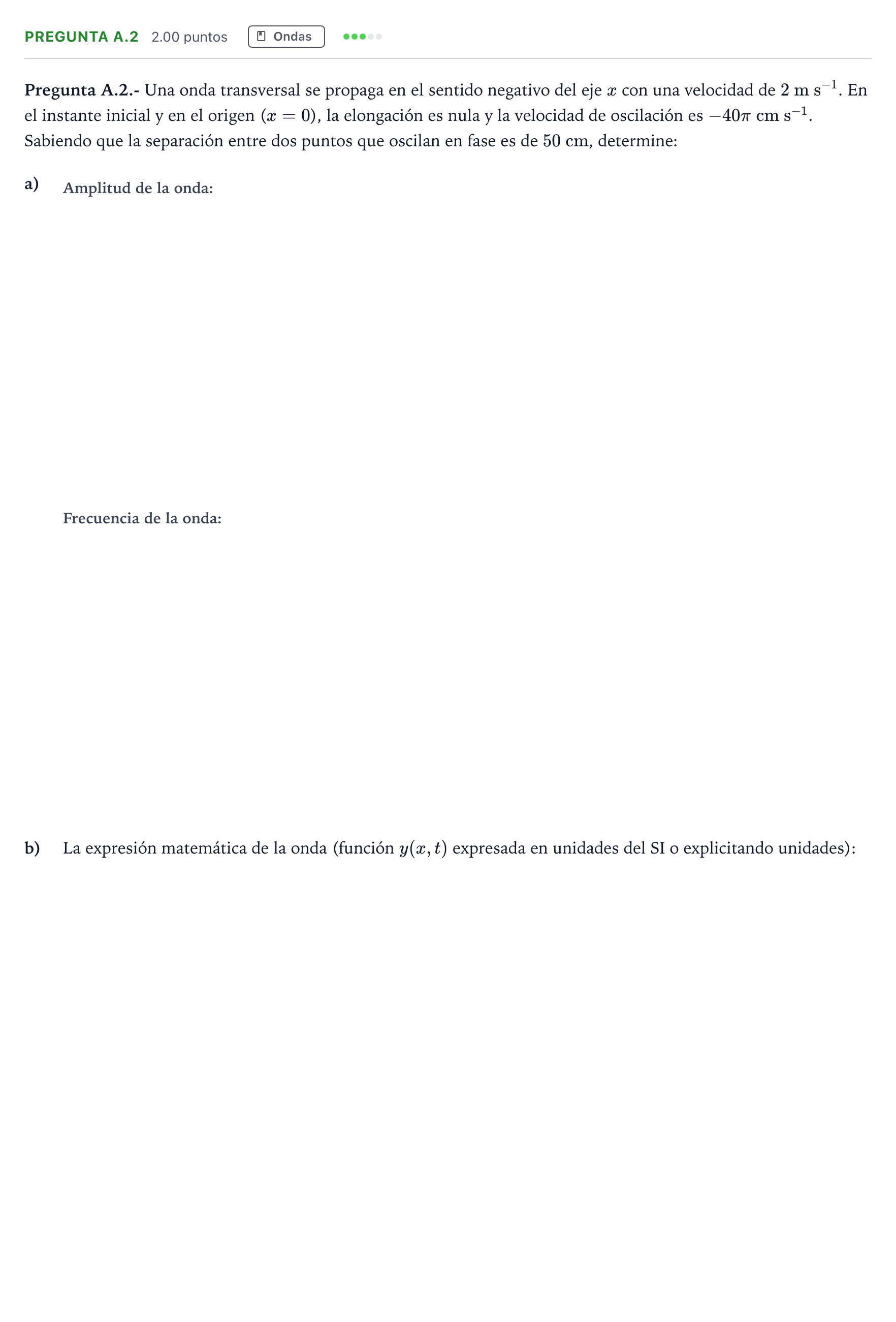 Enunciado: Pregunta A.2 · Física PAU Madrid Modelo 2023
