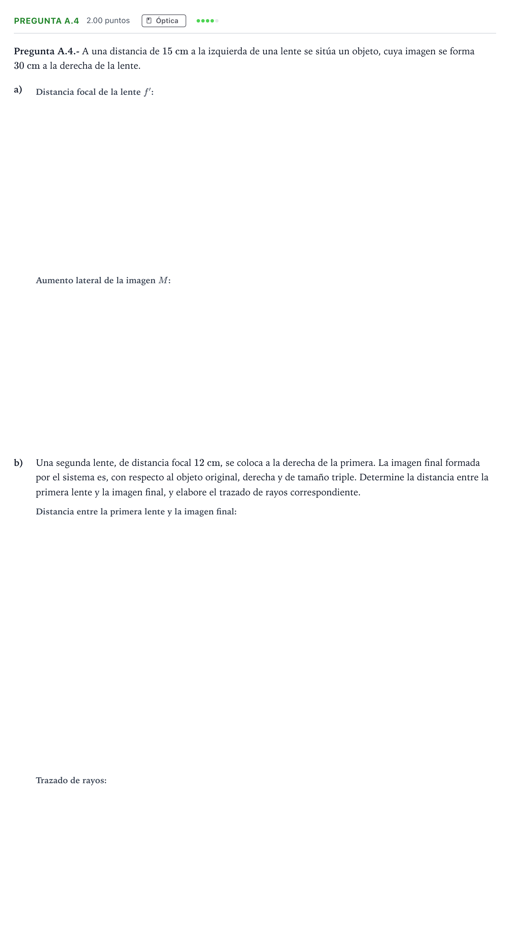 Enunciado: Pregunta A.4 · Física PAU Madrid Modelo 2023