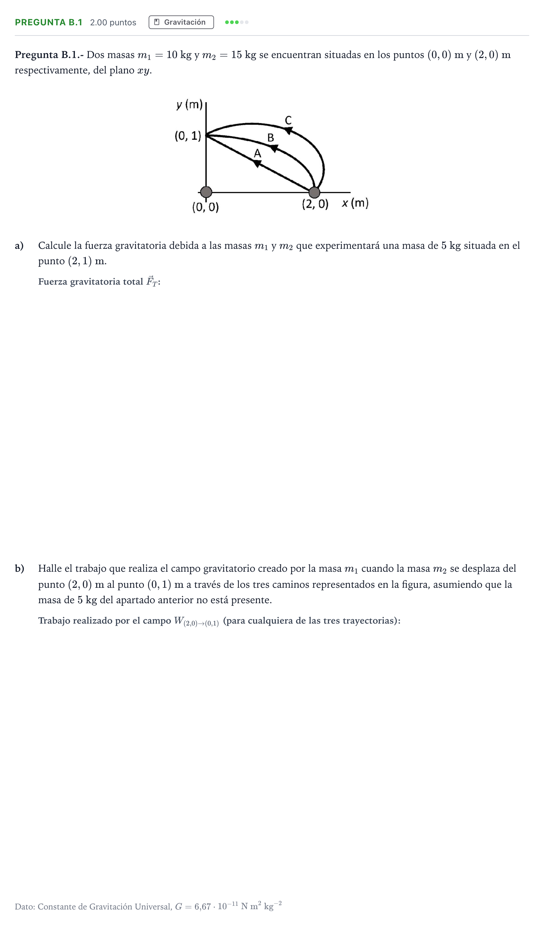 Enunciado: Pregunta B.1 · Física PAU Madrid Modelo 2023