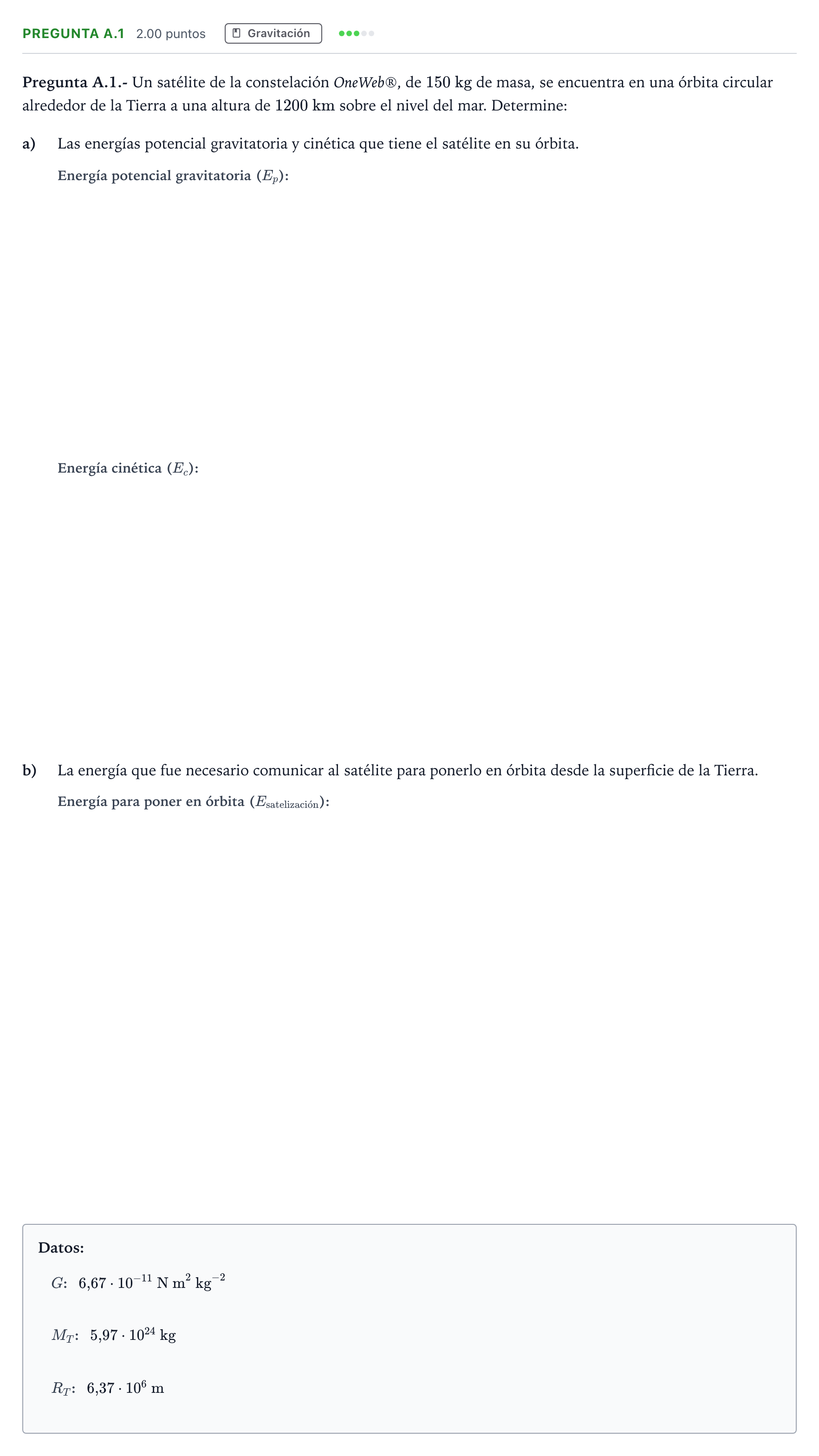 Enunciado: Pregunta A.1 · Física PAU Madrid Ordinaria 2023