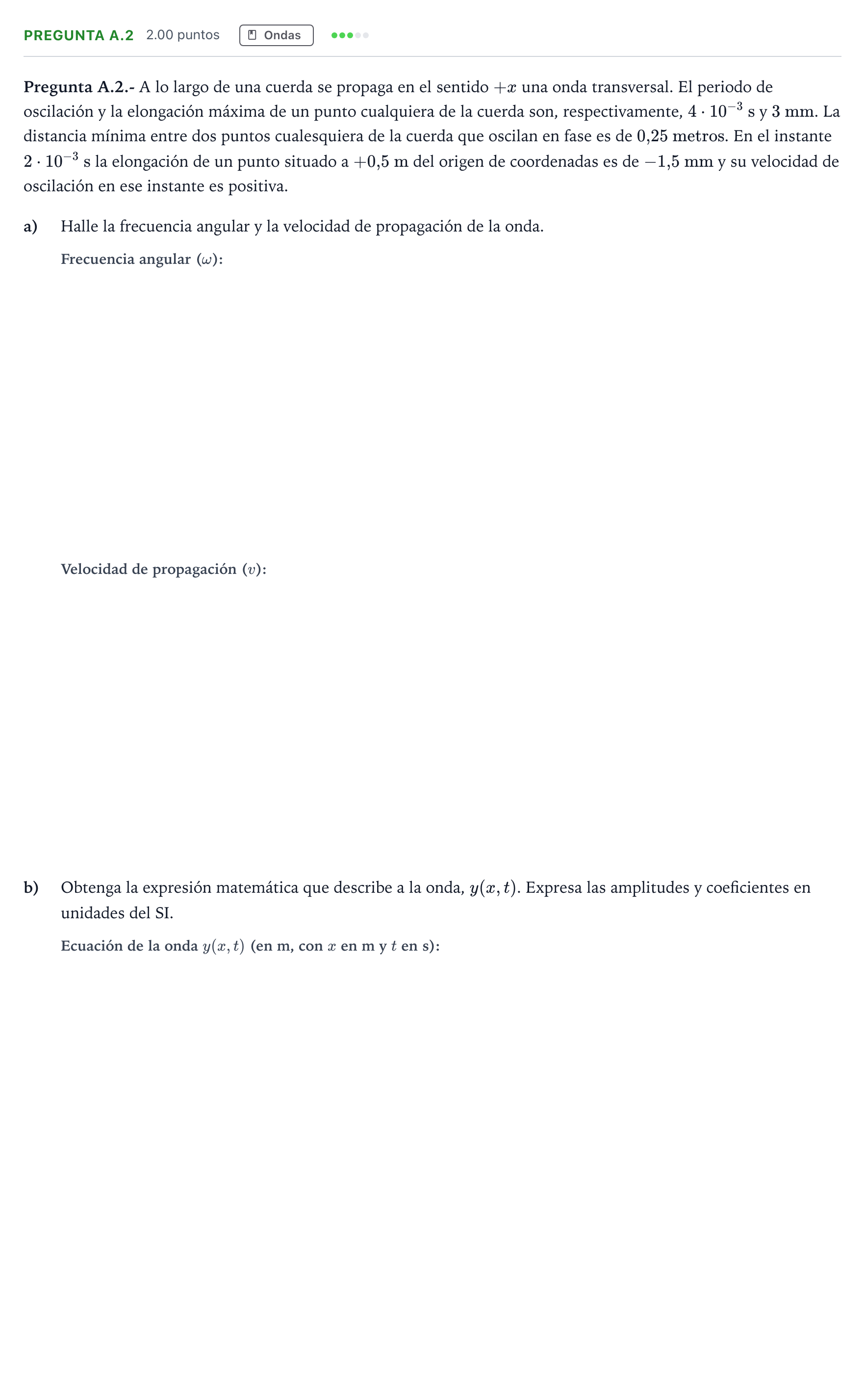 Enunciado: Pregunta A.2 · Física PAU Madrid Ordinaria 2023