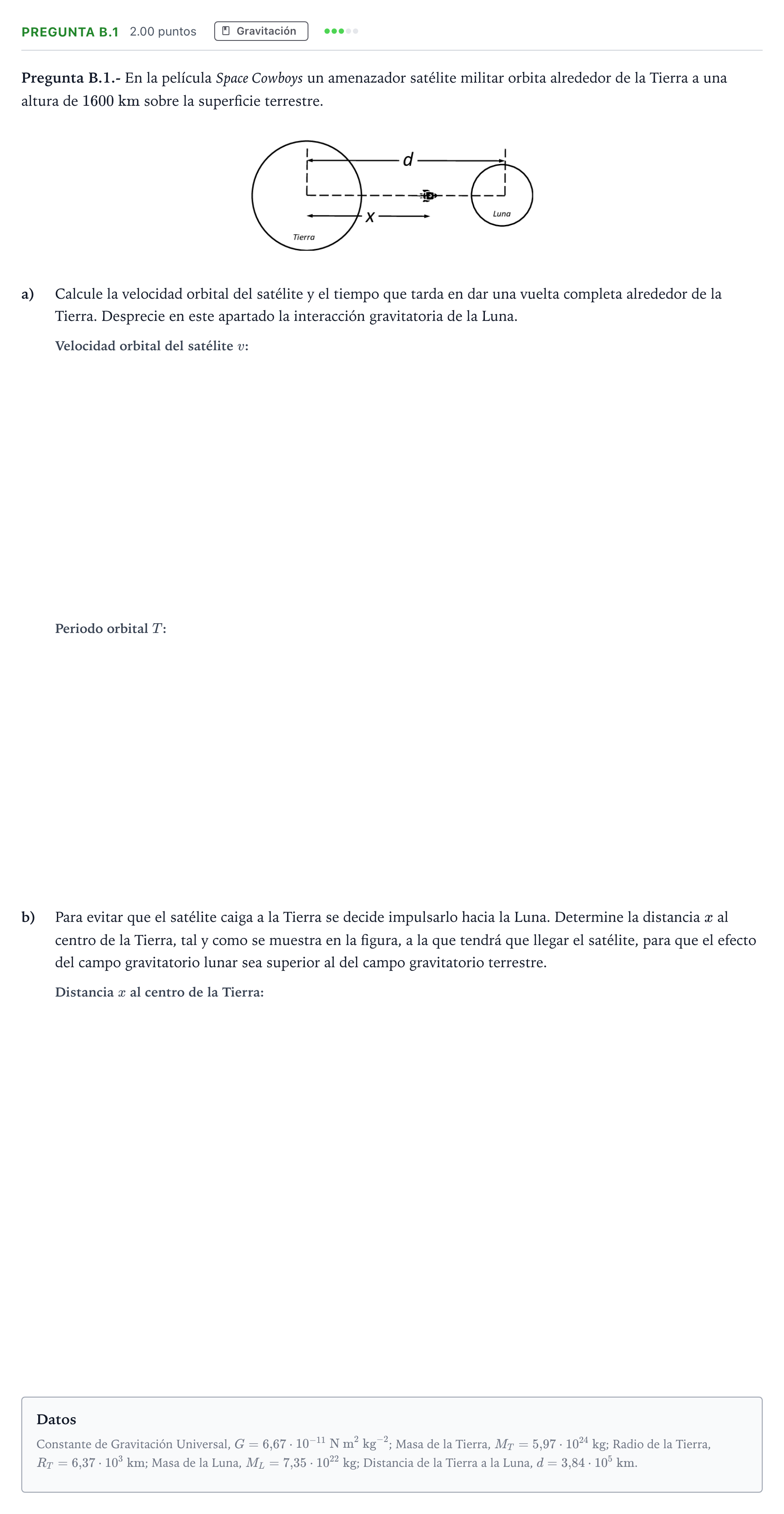 Enunciado: Pregunta B.1 · Física PAU Madrid Ordinaria 2023