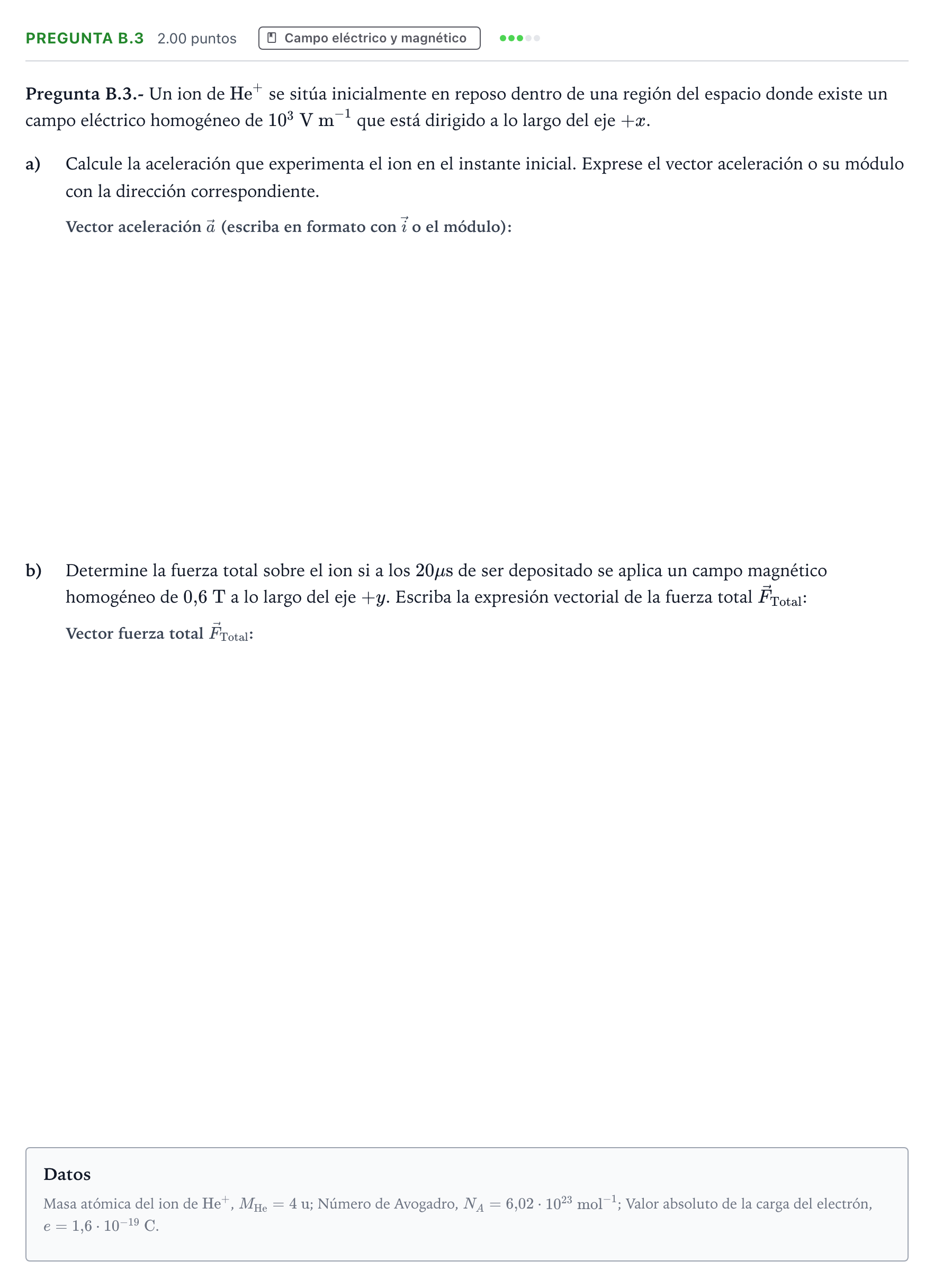 Enunciado: Pregunta B.3 · Física PAU Madrid Ordinaria 2023