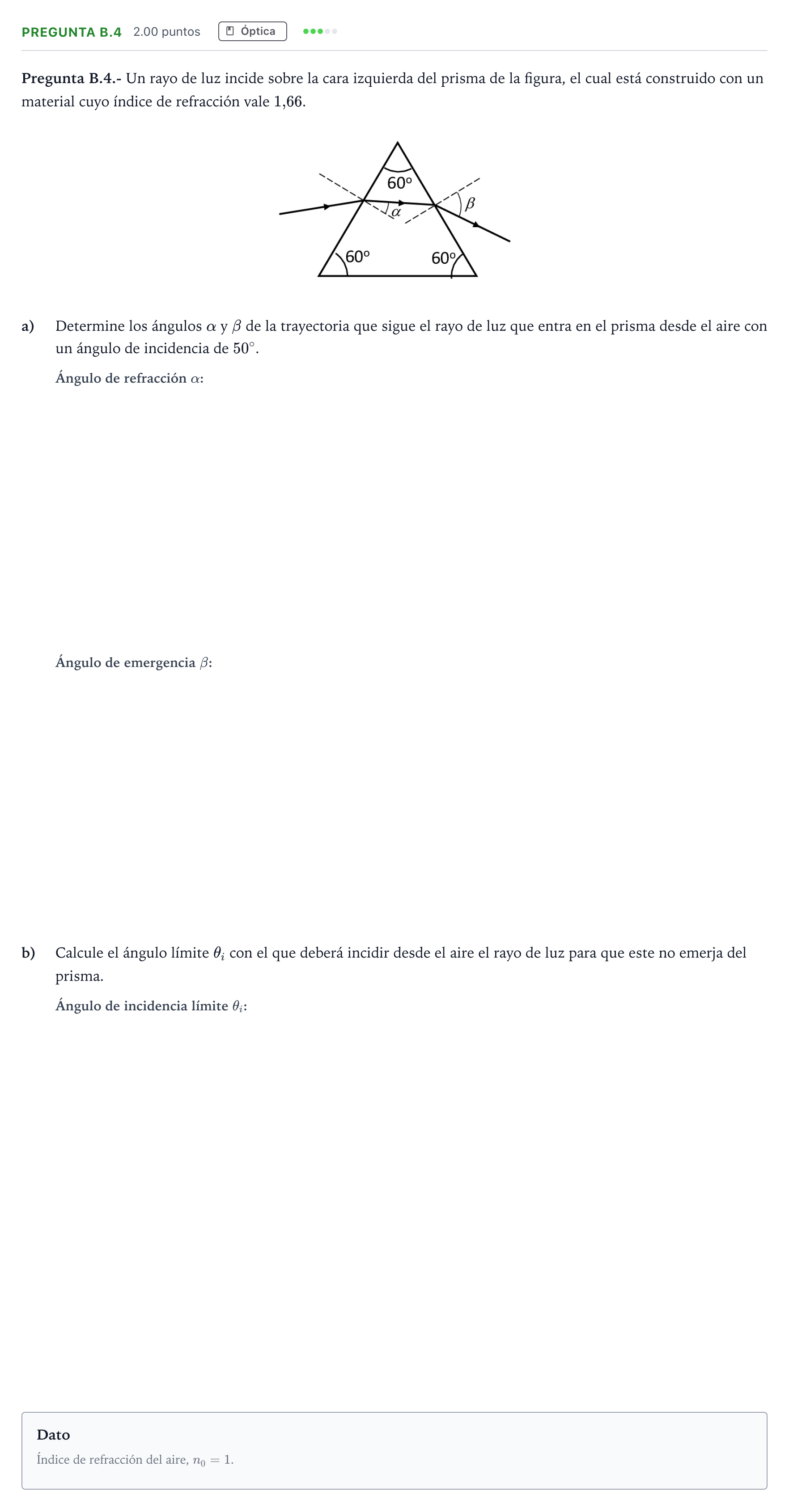 Enunciado: Pregunta B.4 · Física PAU Madrid Ordinaria 2023