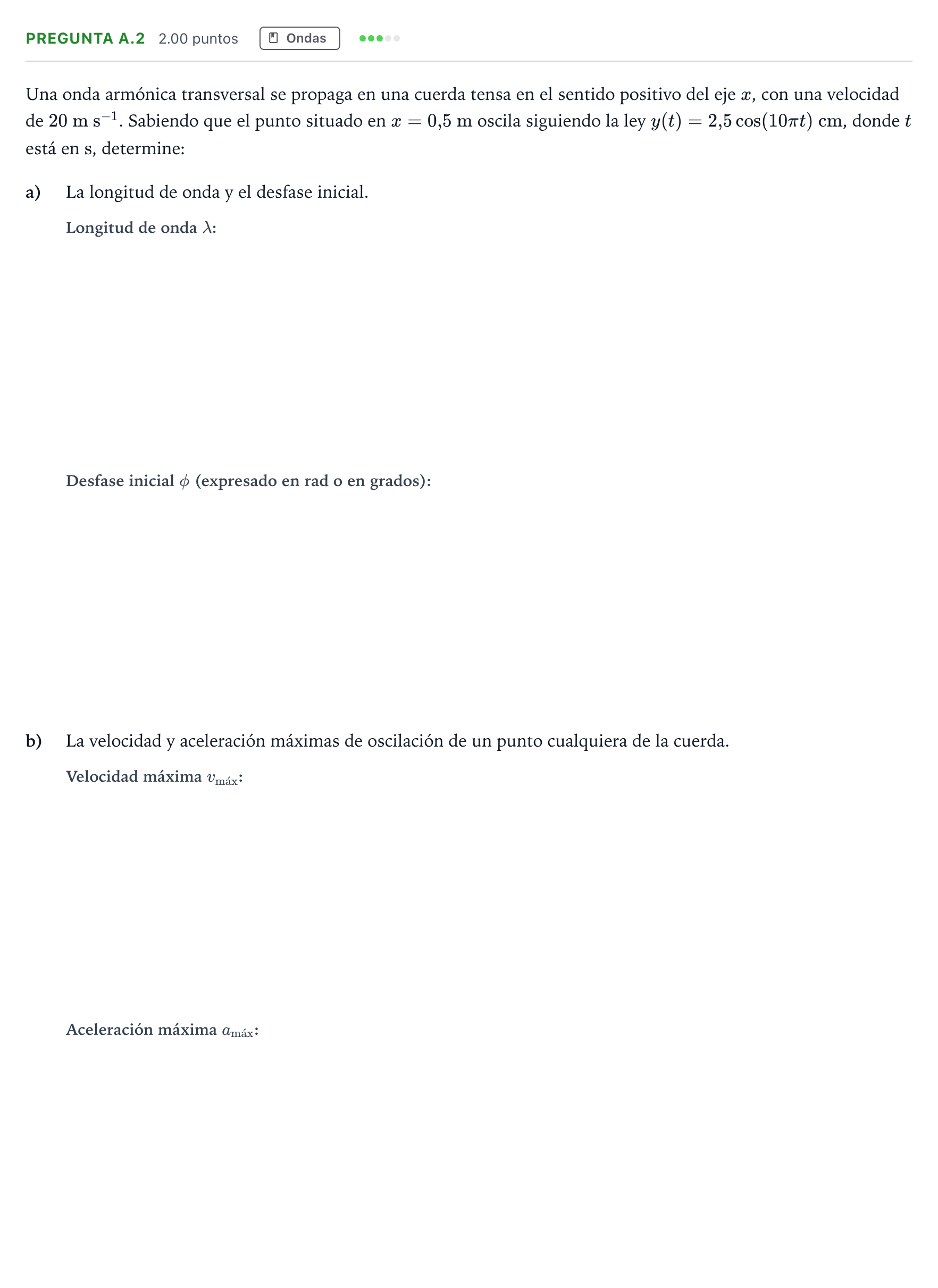 Enunciado: Pregunta A.2 · Física PAU Madrid Ordinaria Coincidencias 2023
