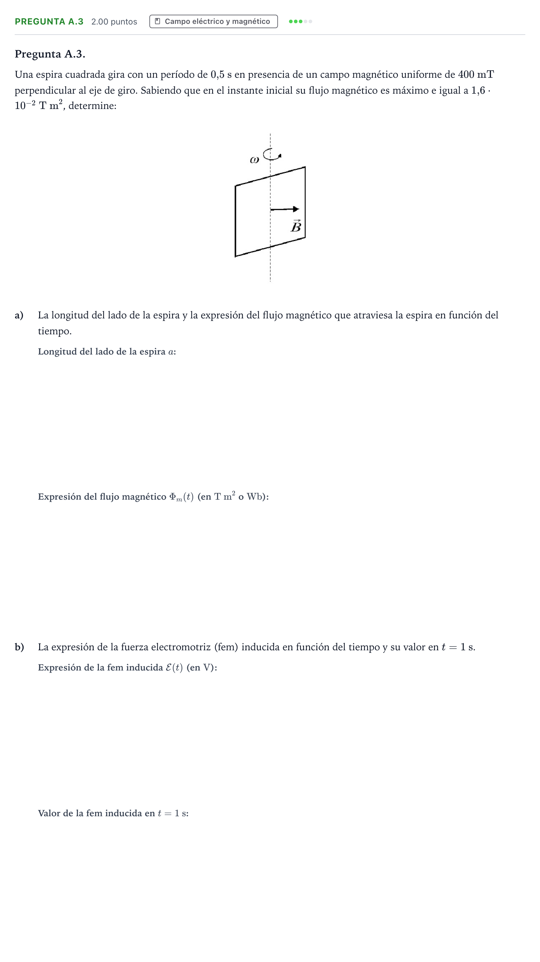 Enunciado: Pregunta A.3 · Física PAU Madrid Ordinaria Coincidencias 2023