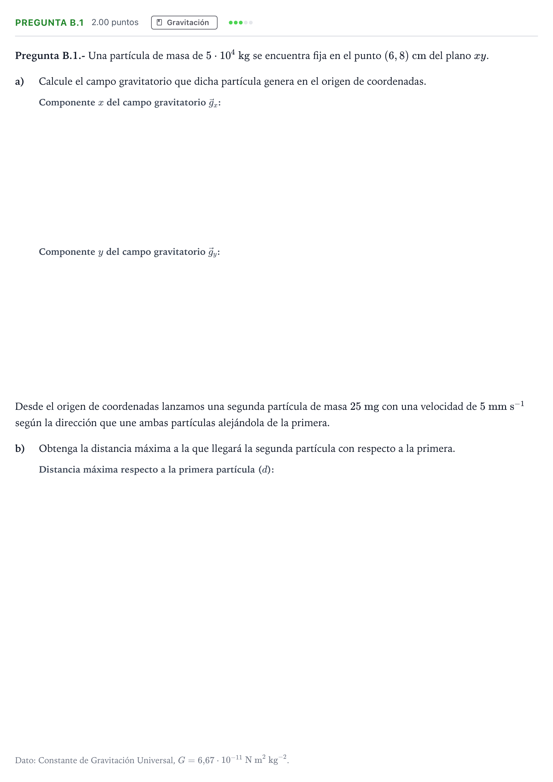 Enunciado: Pregunta B.1 · Física PAU Madrid Ordinaria Coincidencias 2023