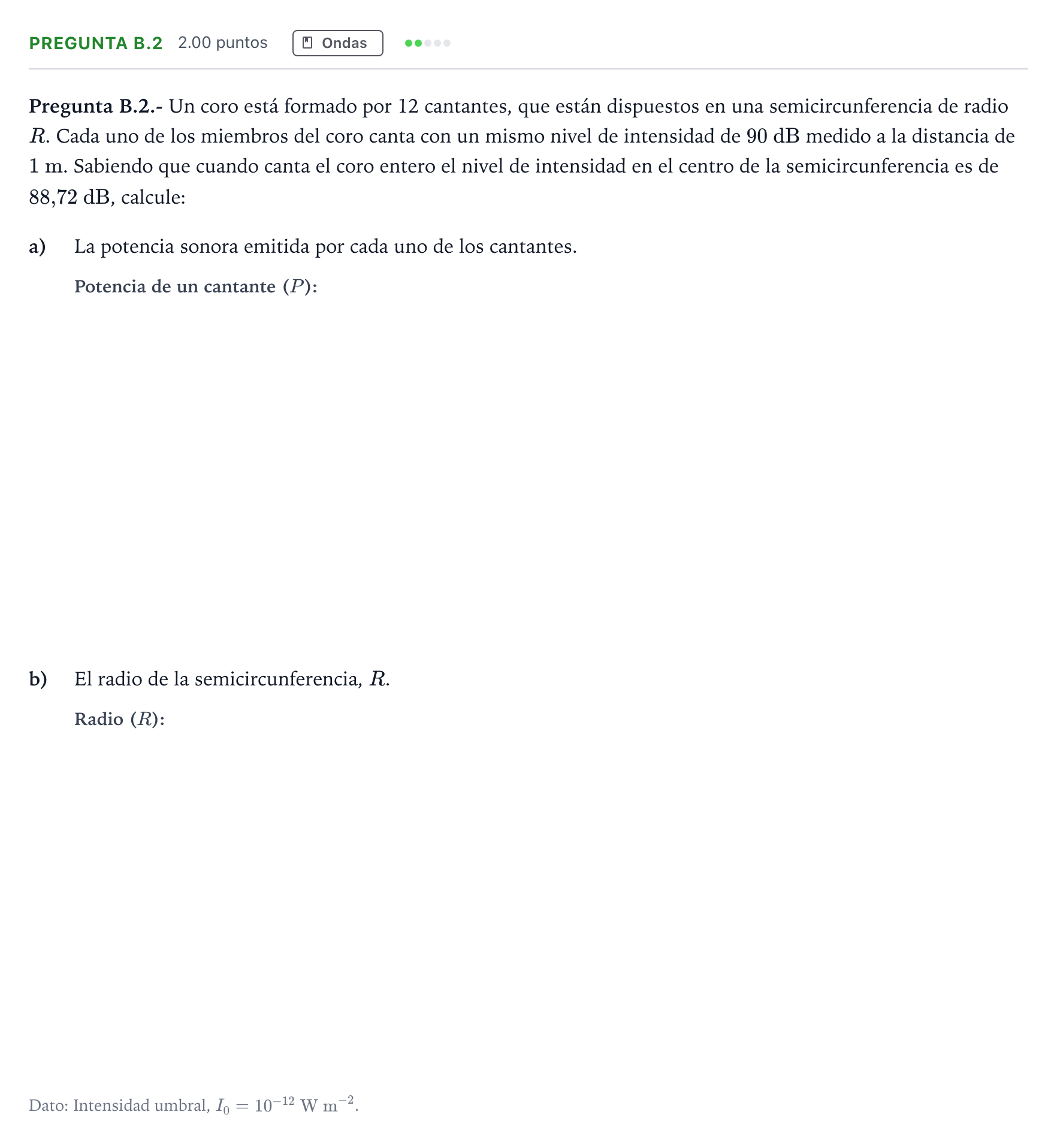 Enunciado: Pregunta B.2 · Física PAU Madrid Ordinaria Coincidencias 2023