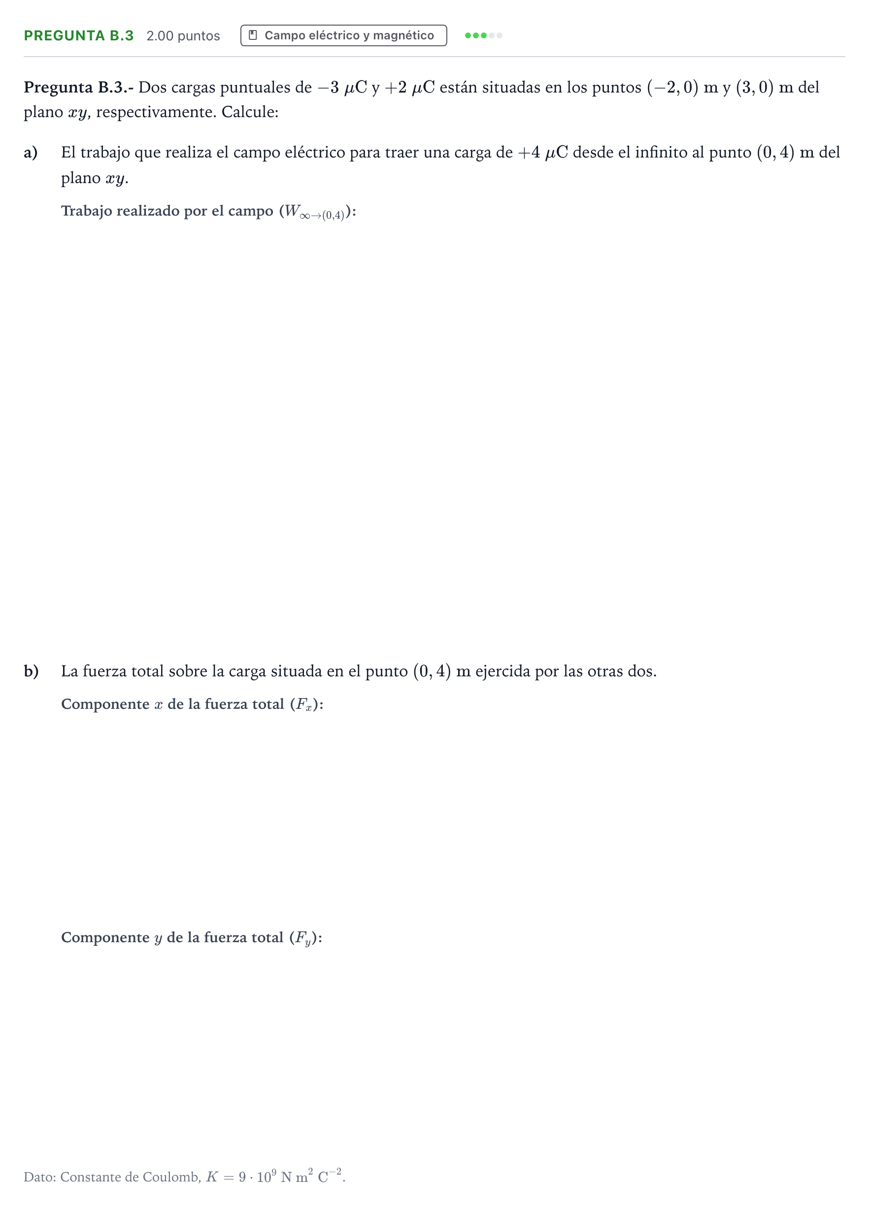 Enunciado: Pregunta B.3 · Física PAU Madrid Ordinaria Coincidencias 2023