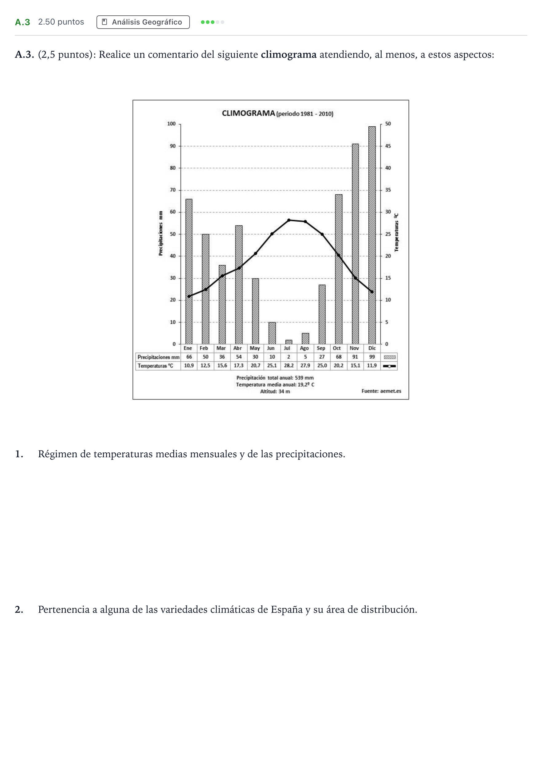 Enunciado: Ejercicio A.3 · Geografía PAU Madrid Extraordinaria Coincidencias 2023
