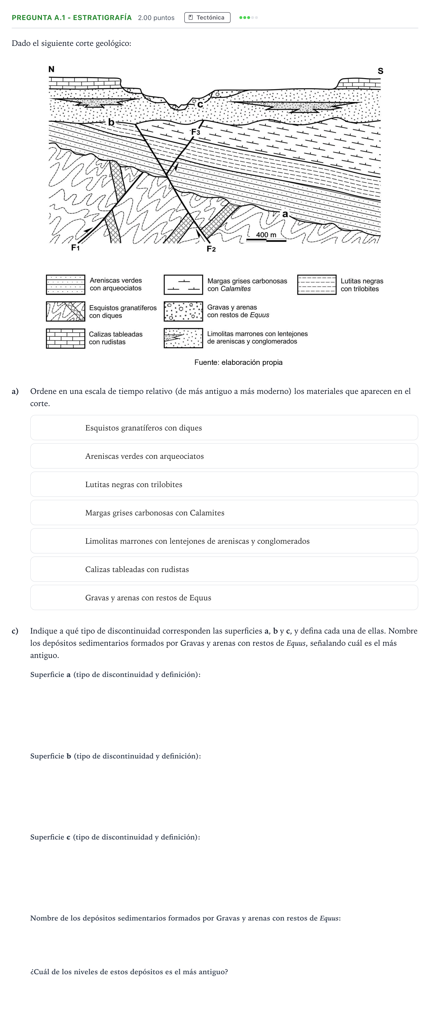 Enunciado: Pregunta A.1 - Estratigrafía · Geología PAU Madrid Extraordinaria 2023