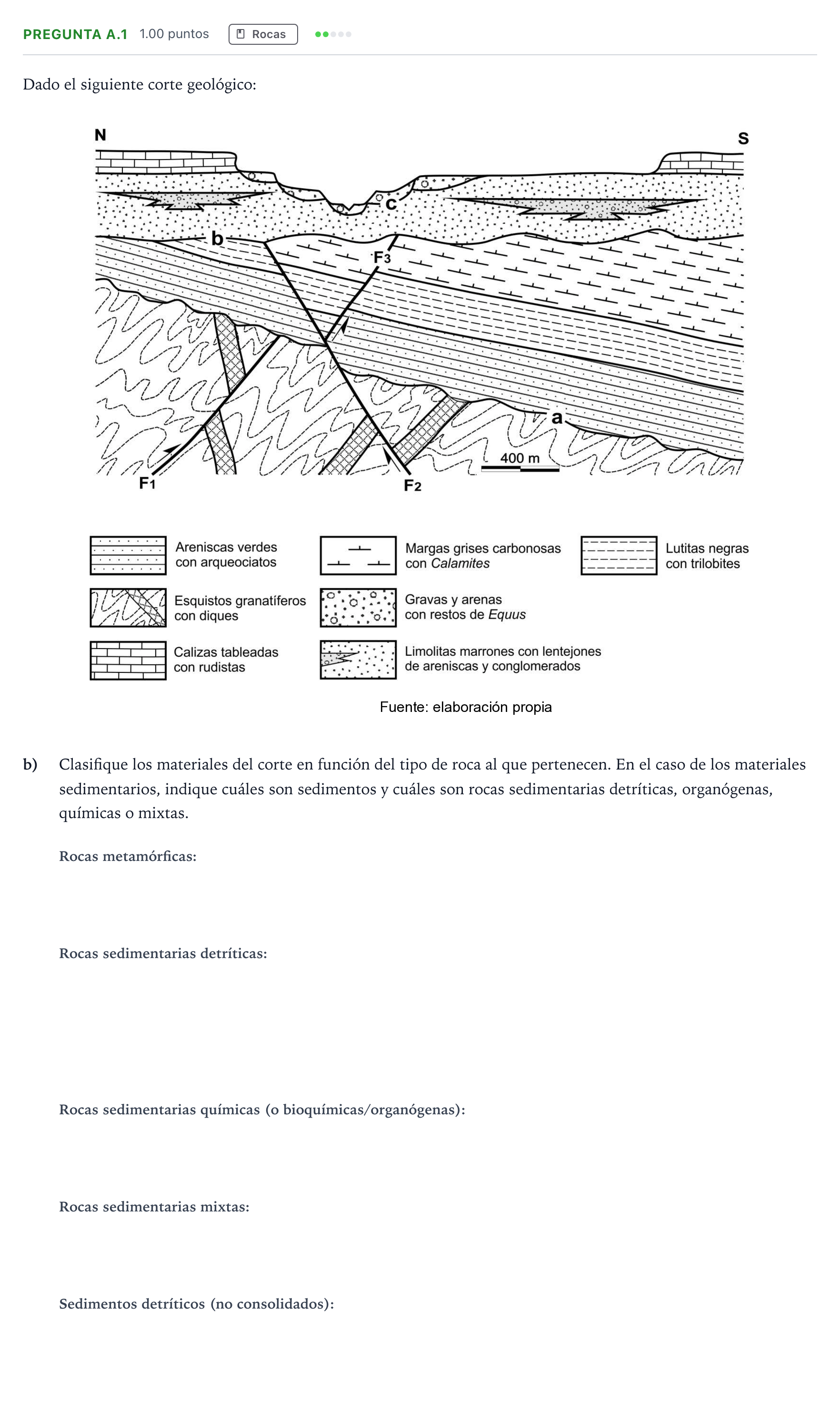 Enunciado: Pregunta A.1 - Rocas · Geología PAU Madrid Extraordinaria 2023