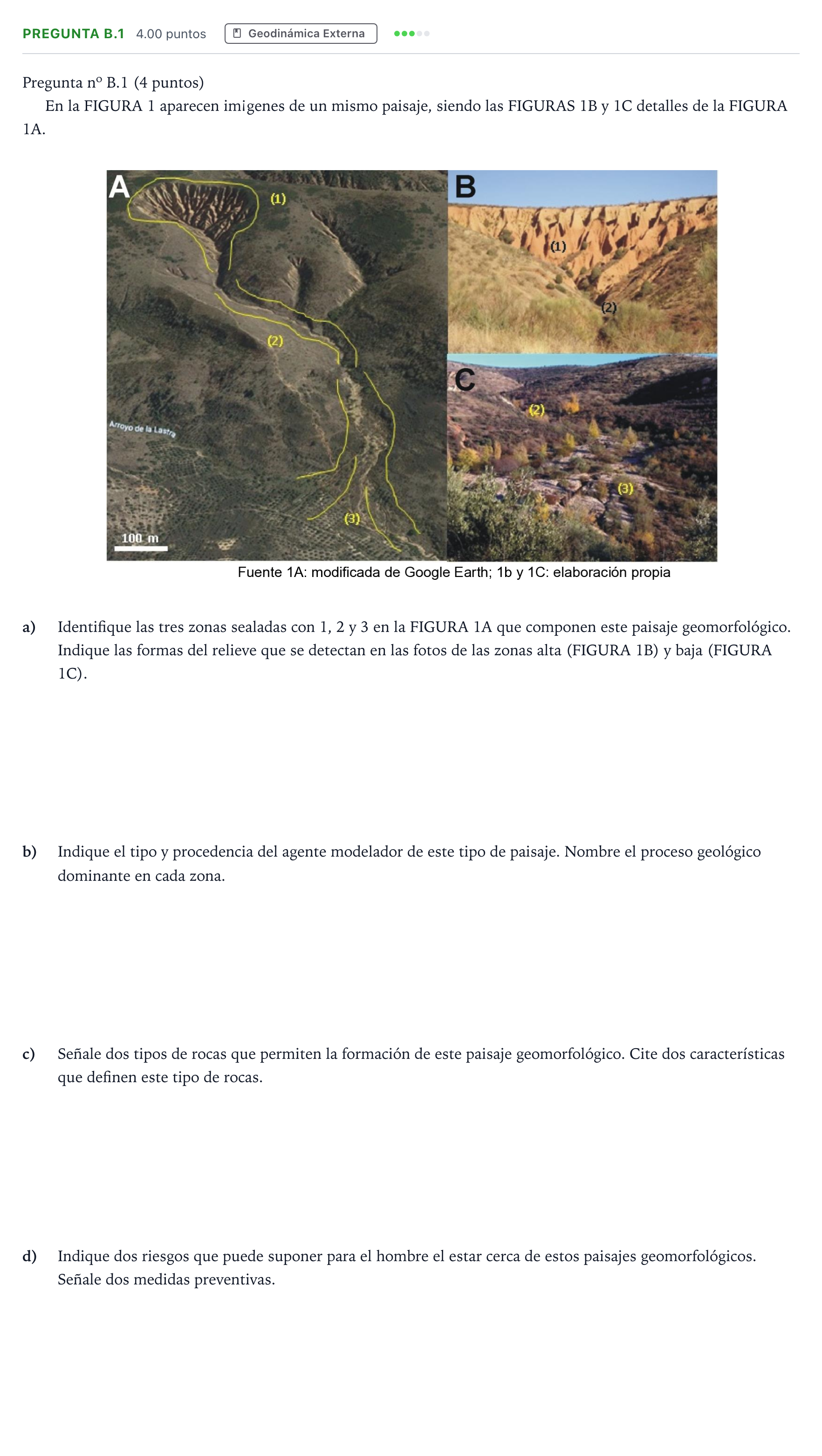 Enunciado: Pregunta B.1 · Geología PAU Madrid Extraordinaria 2023