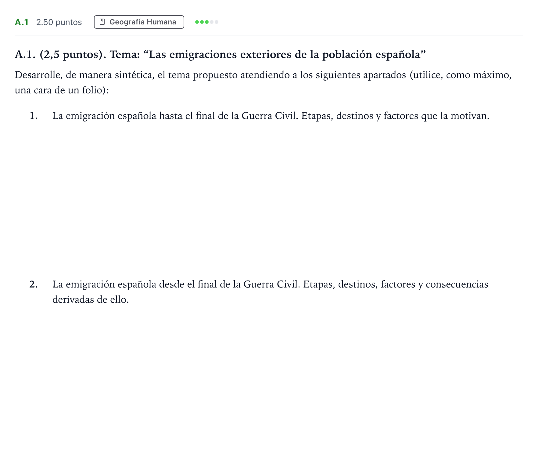 Enunciado: Ejercicio A.1 · Geografía PAU Madrid Ordinaria 2023