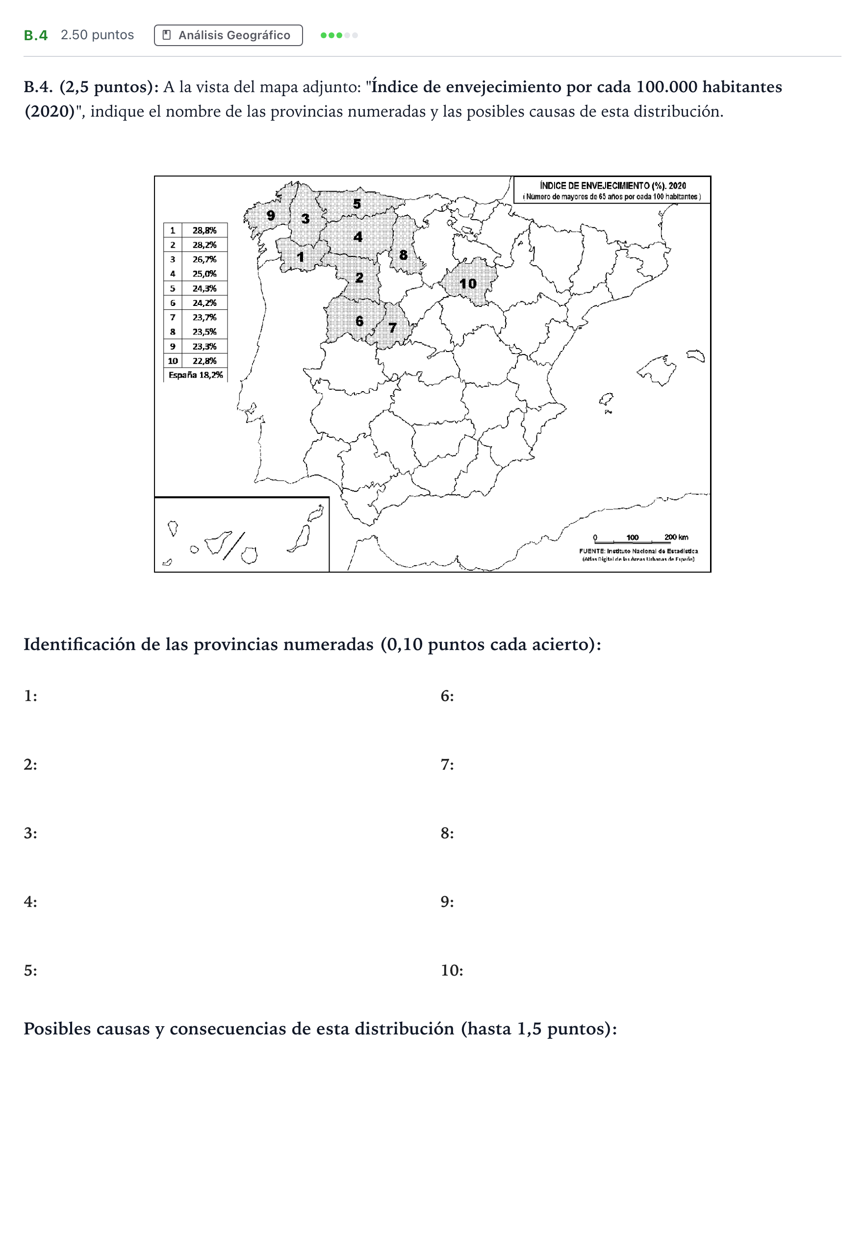 Enunciado: Ejercicio B.4 · Geografía PAU Madrid Ordinaria 2023