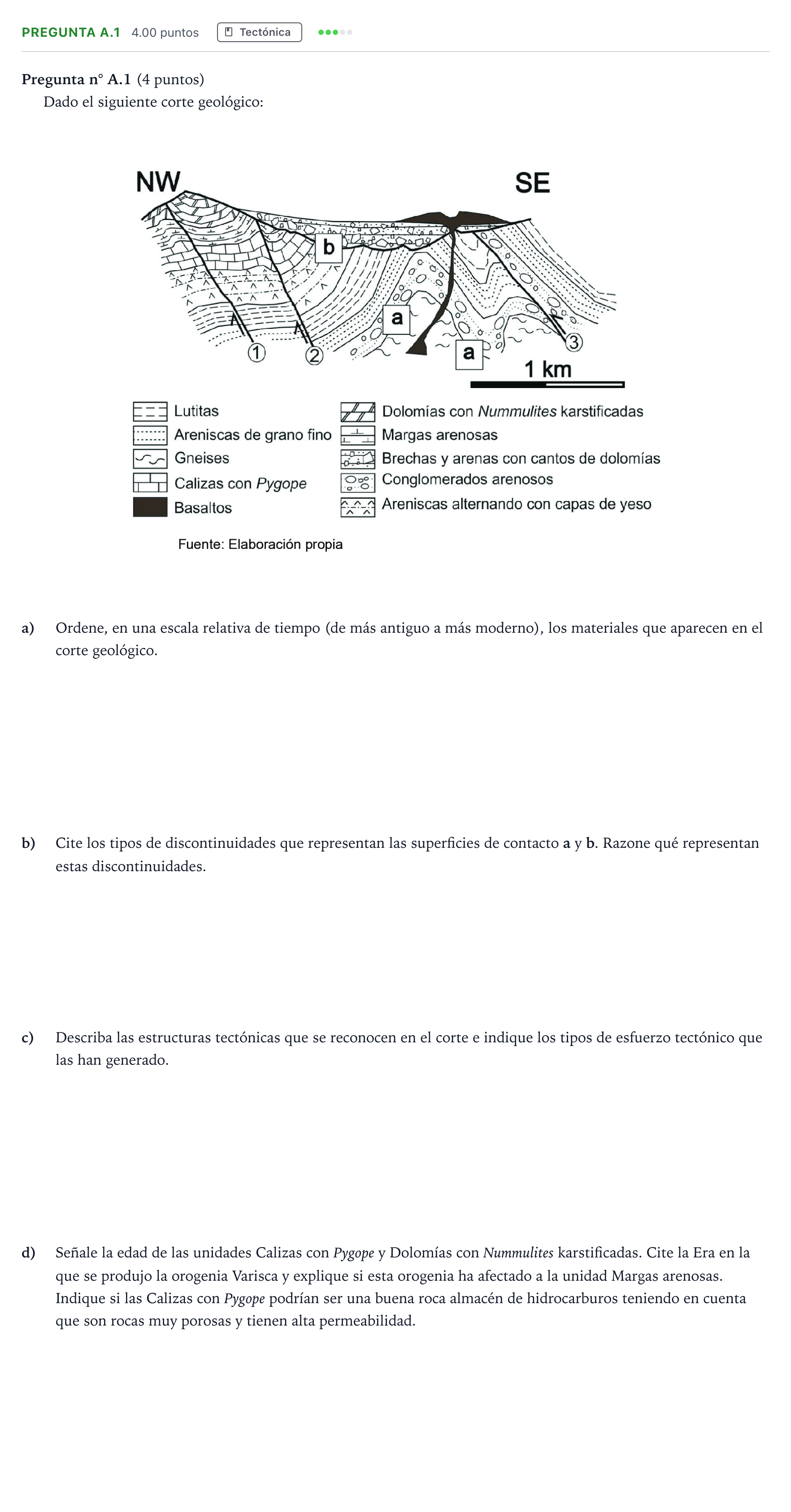 Enunciado: Pregunta A.1 · Geología PAU Madrid Modelo 2023