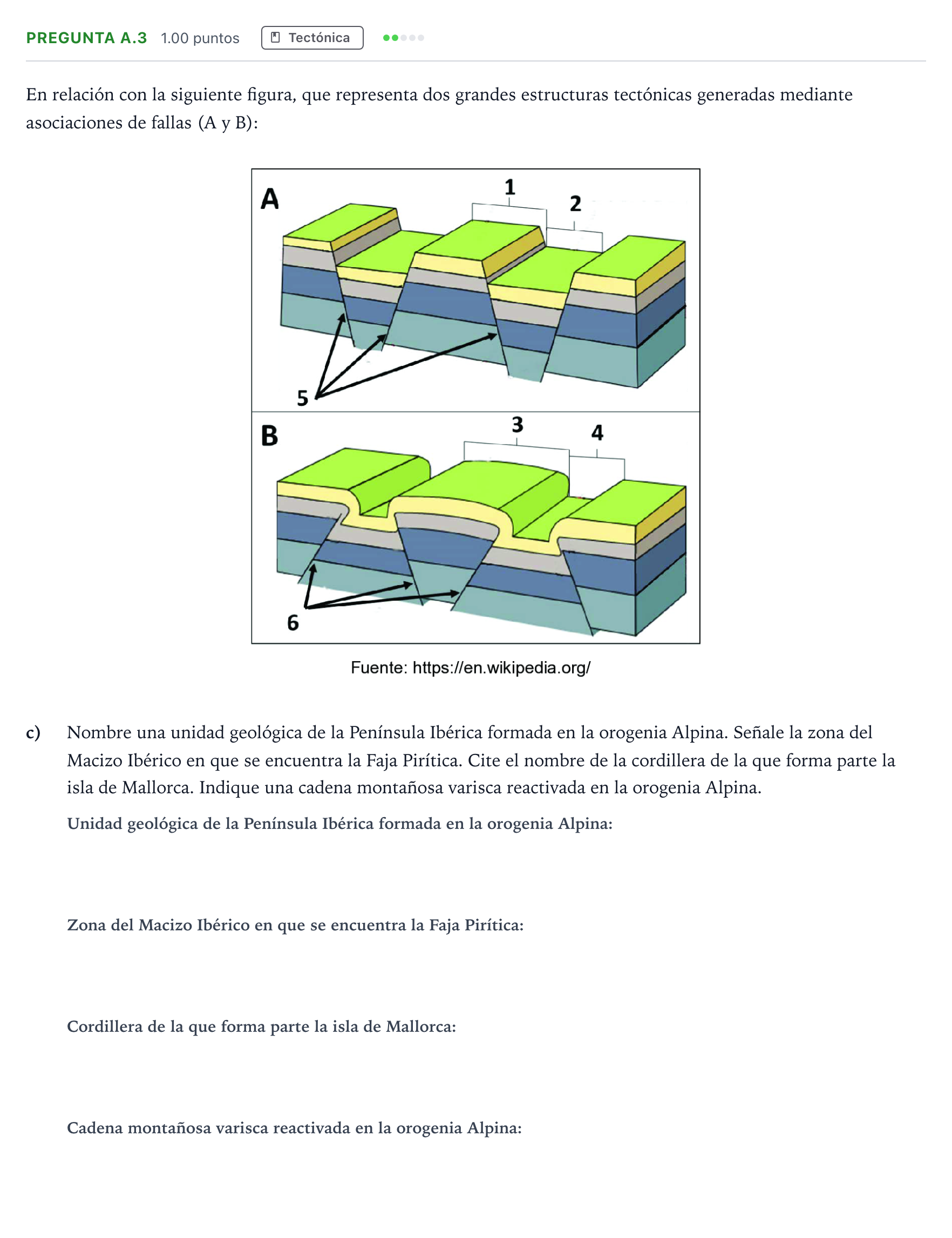 Enunciado: Pregunta A.3 - Tectónica · Geología PAU Madrid Modelo 2023