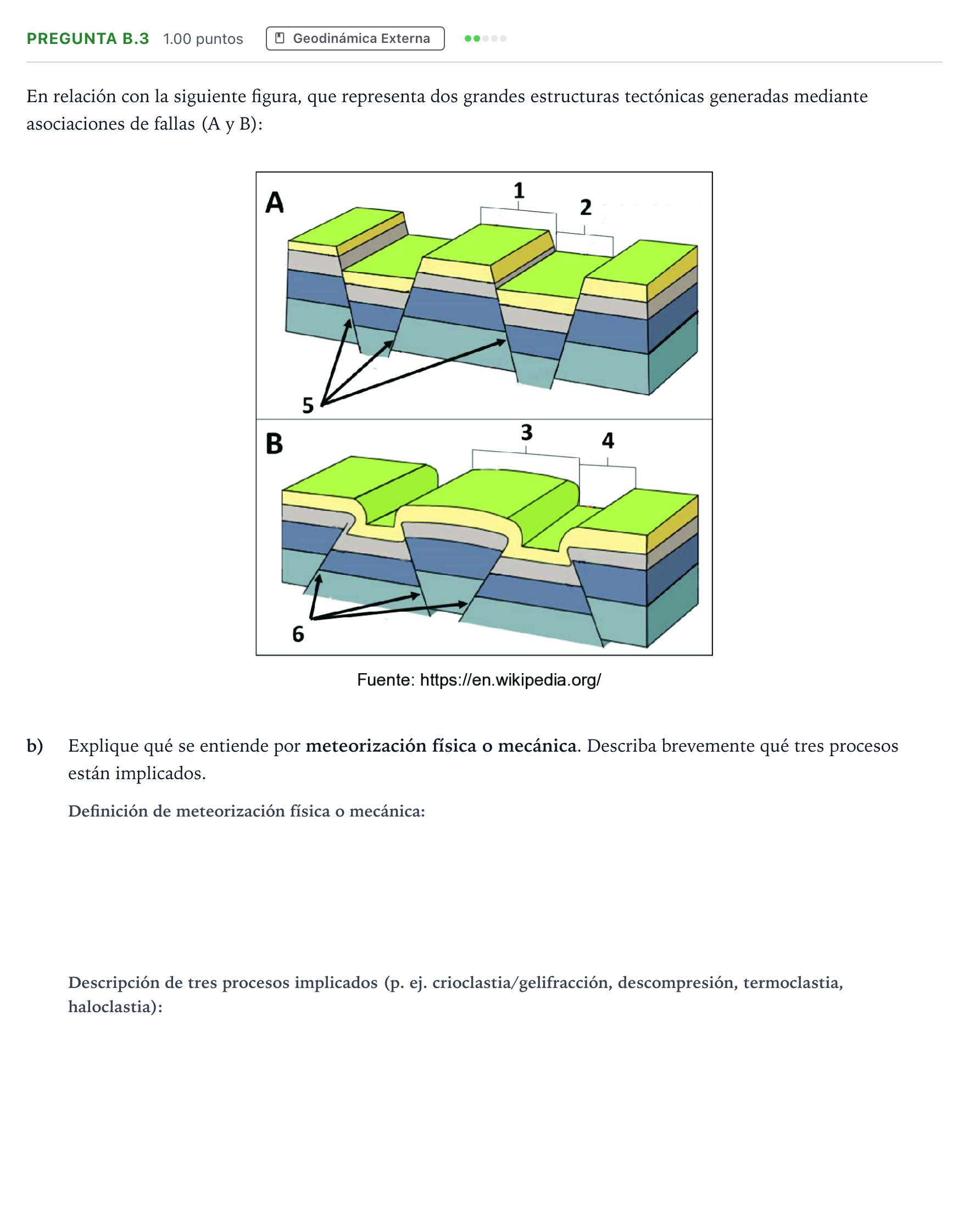 Enunciado: Pregunta B.3 - Geodinámica Externa · Geología PAU Madrid Modelo 2023