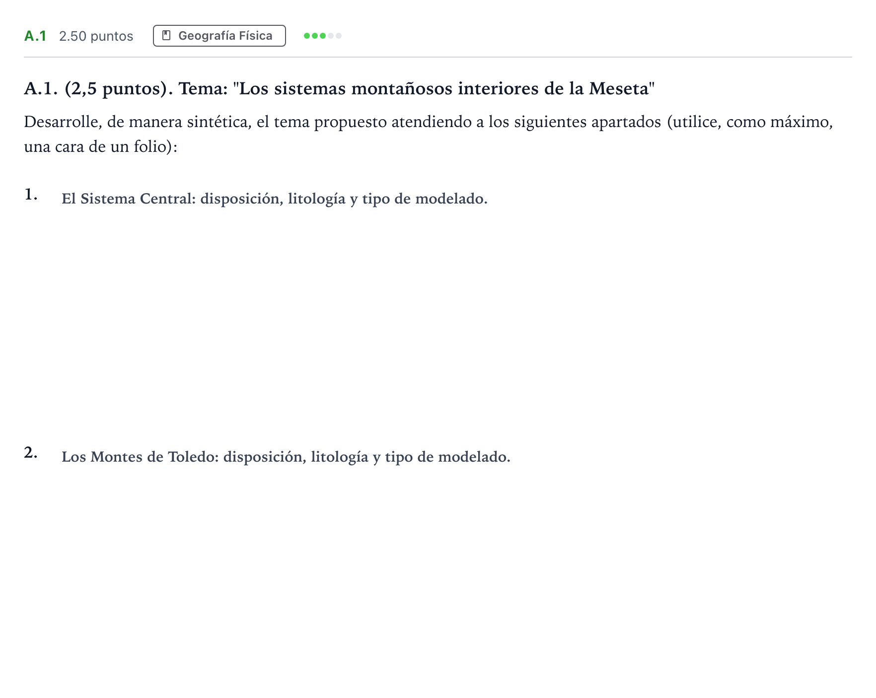 Enunciado: Ejercicio A.1 · Geografía PAU Madrid Ordinaria Coincidencias 2023