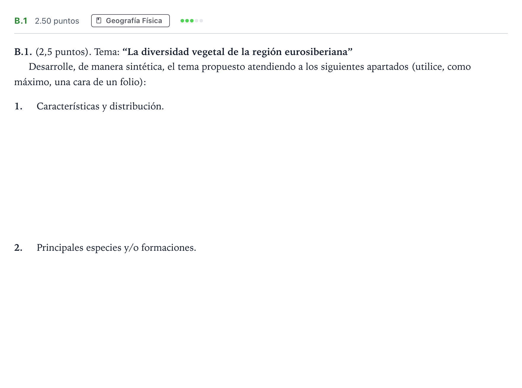 Enunciado: Ejercicio B.1 · Geografía PAU Madrid Ordinaria Coincidencias 2023