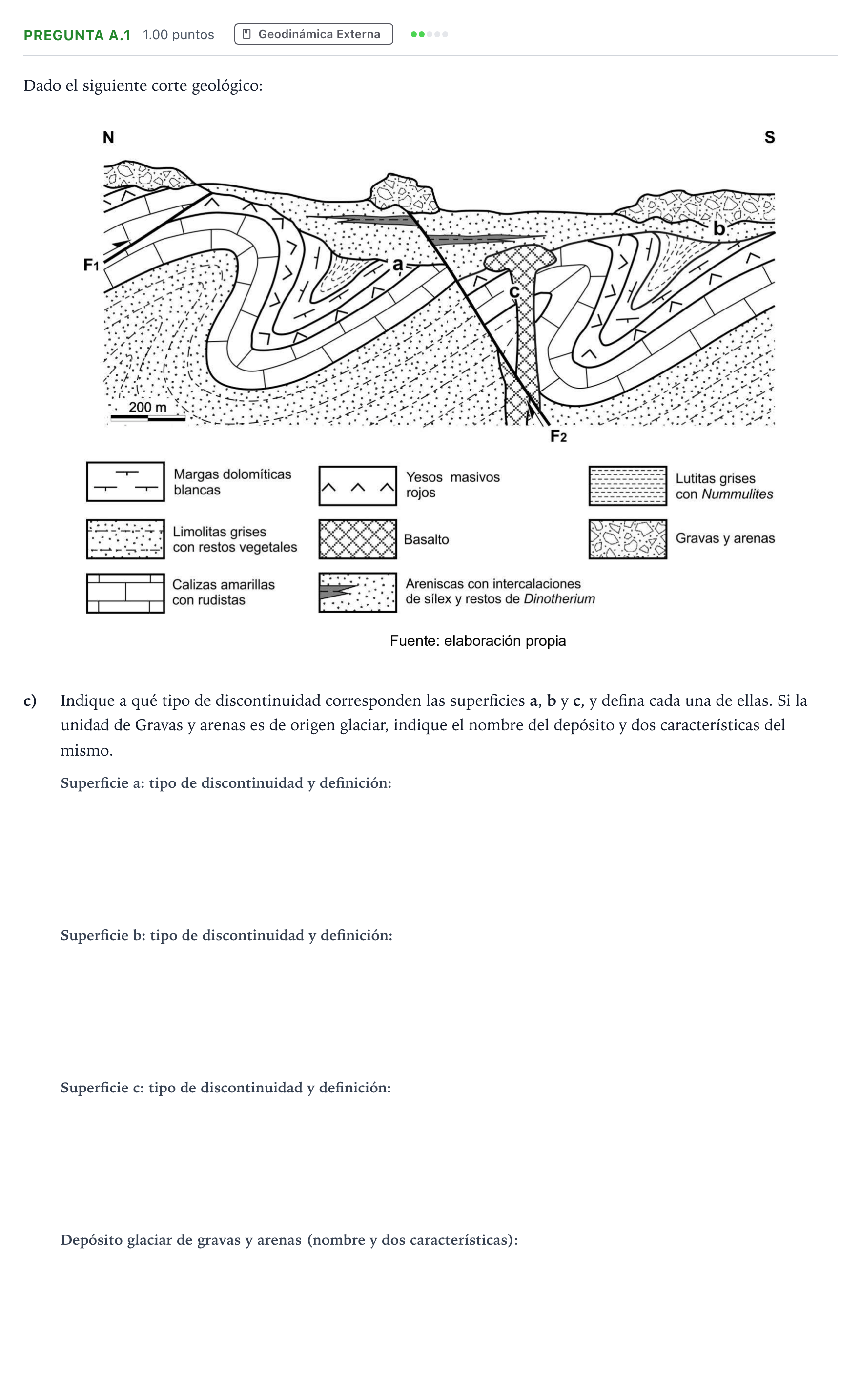Enunciado: Pregunta A.1 - Geodinámica Externa · Geología PAU Madrid Ordinaria 2023