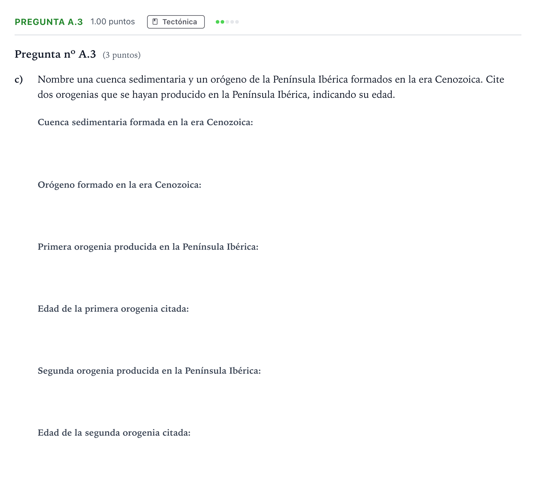 Enunciado: Pregunta A.3 - Tectónica · Geología PAU Madrid Ordinaria 2023