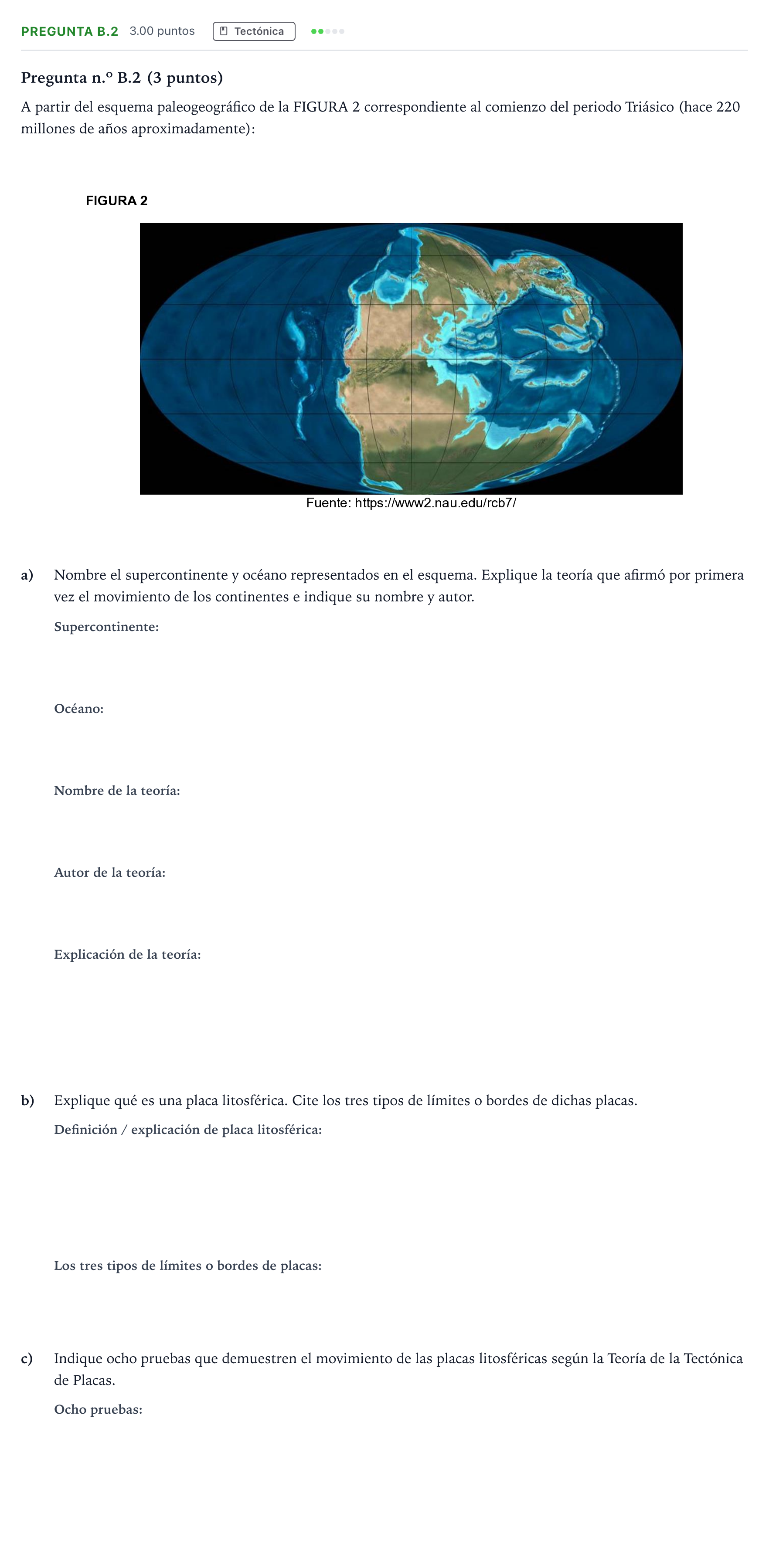 Enunciado: Pregunta B.2 · Geología PAU Madrid Ordinaria 2023