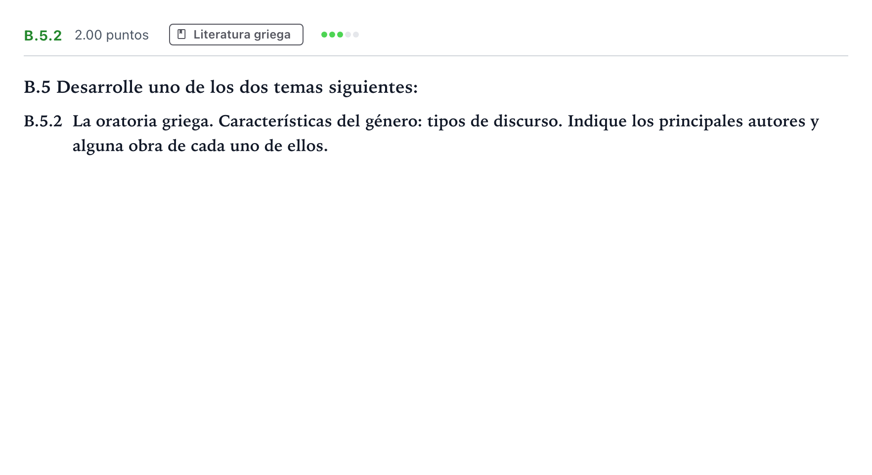 Enunciado: Ejercicio B.5.2 · Griego II PAU Madrid Modelo 2023