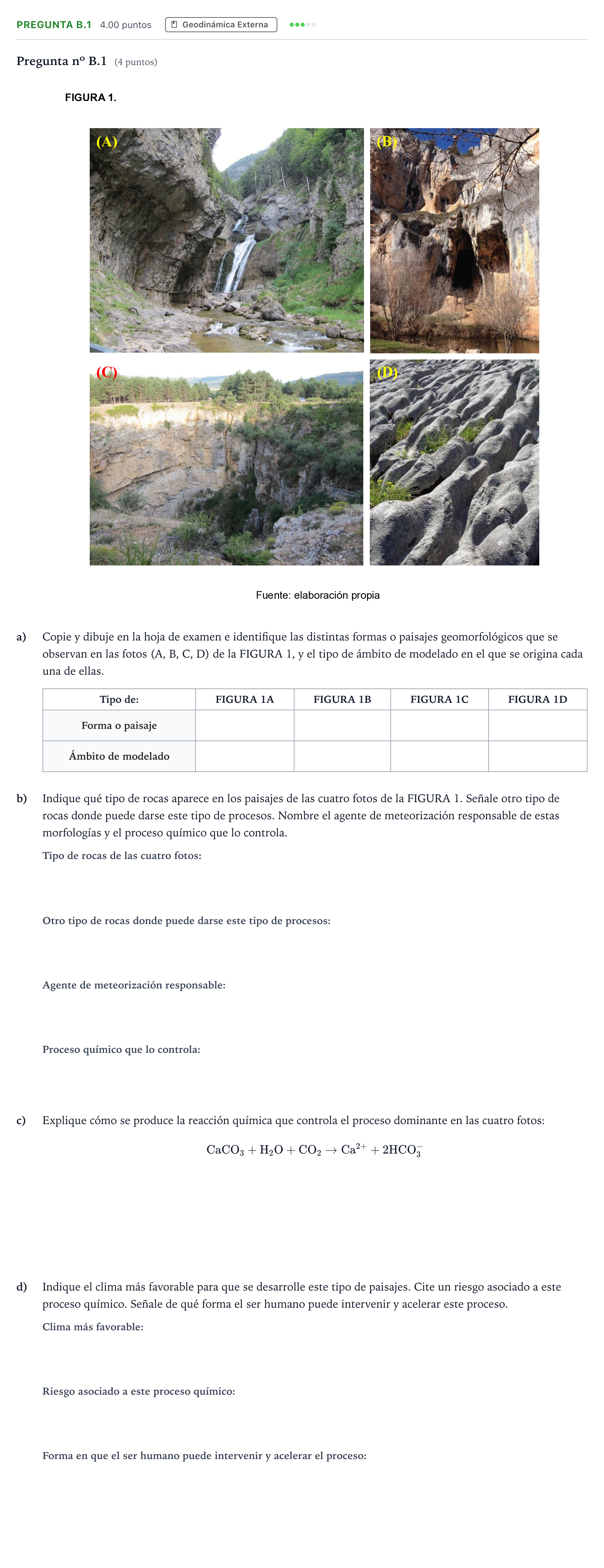 Enunciado: Pregunta B.1 · Geología PAU Madrid Ordinaria Coincidencias 2023