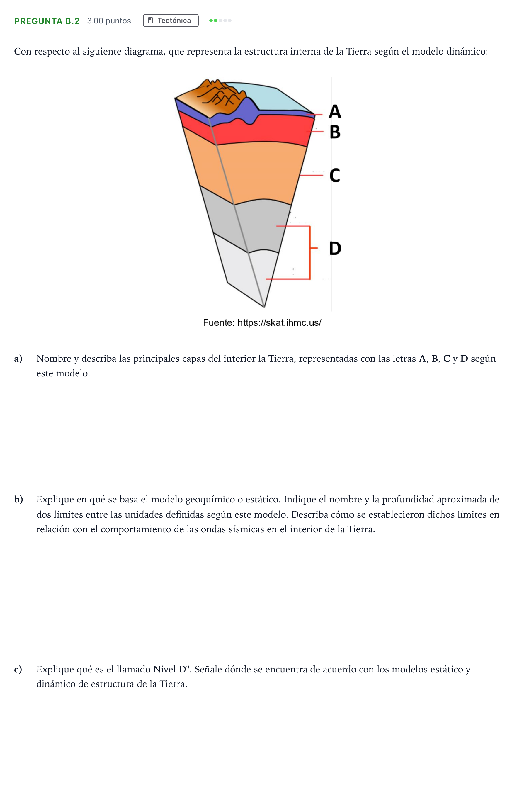 Enunciado: Pregunta B.2 · Geología PAU Madrid Ordinaria Coincidencias 2023