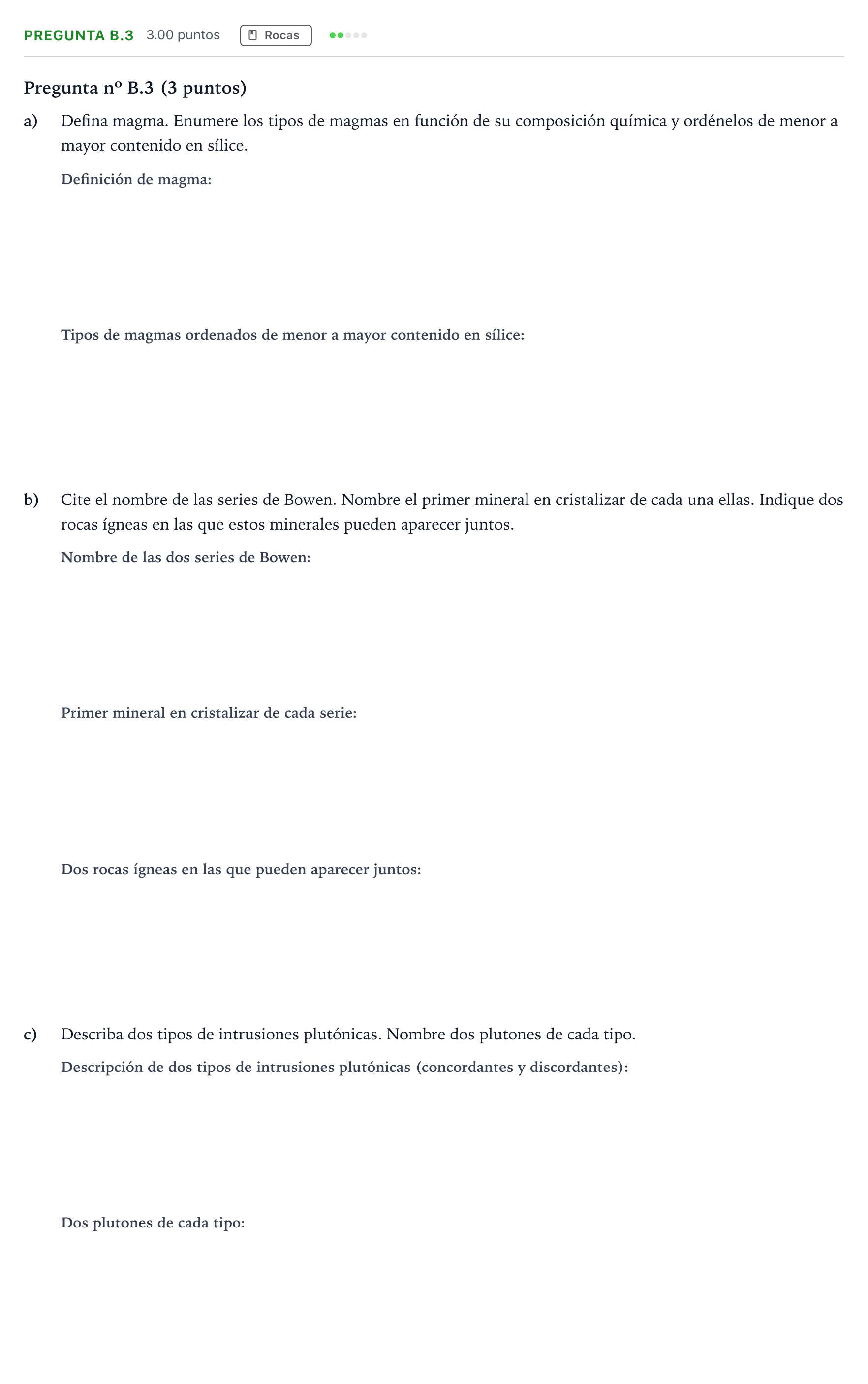 Enunciado: Pregunta B.3 · Geología PAU Madrid Ordinaria Coincidencias 2023