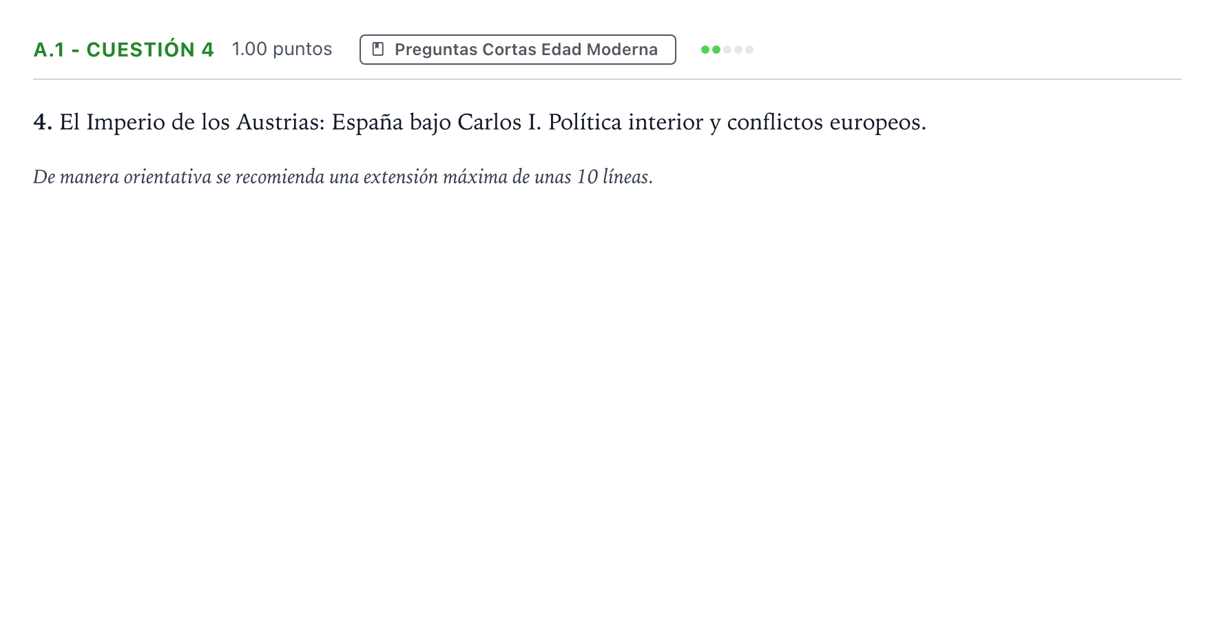 Enunciado: Ejercicio A.1 - Cuestión 4 · Historia de España PAU Madrid Extraordinaria Coincidencias 2023