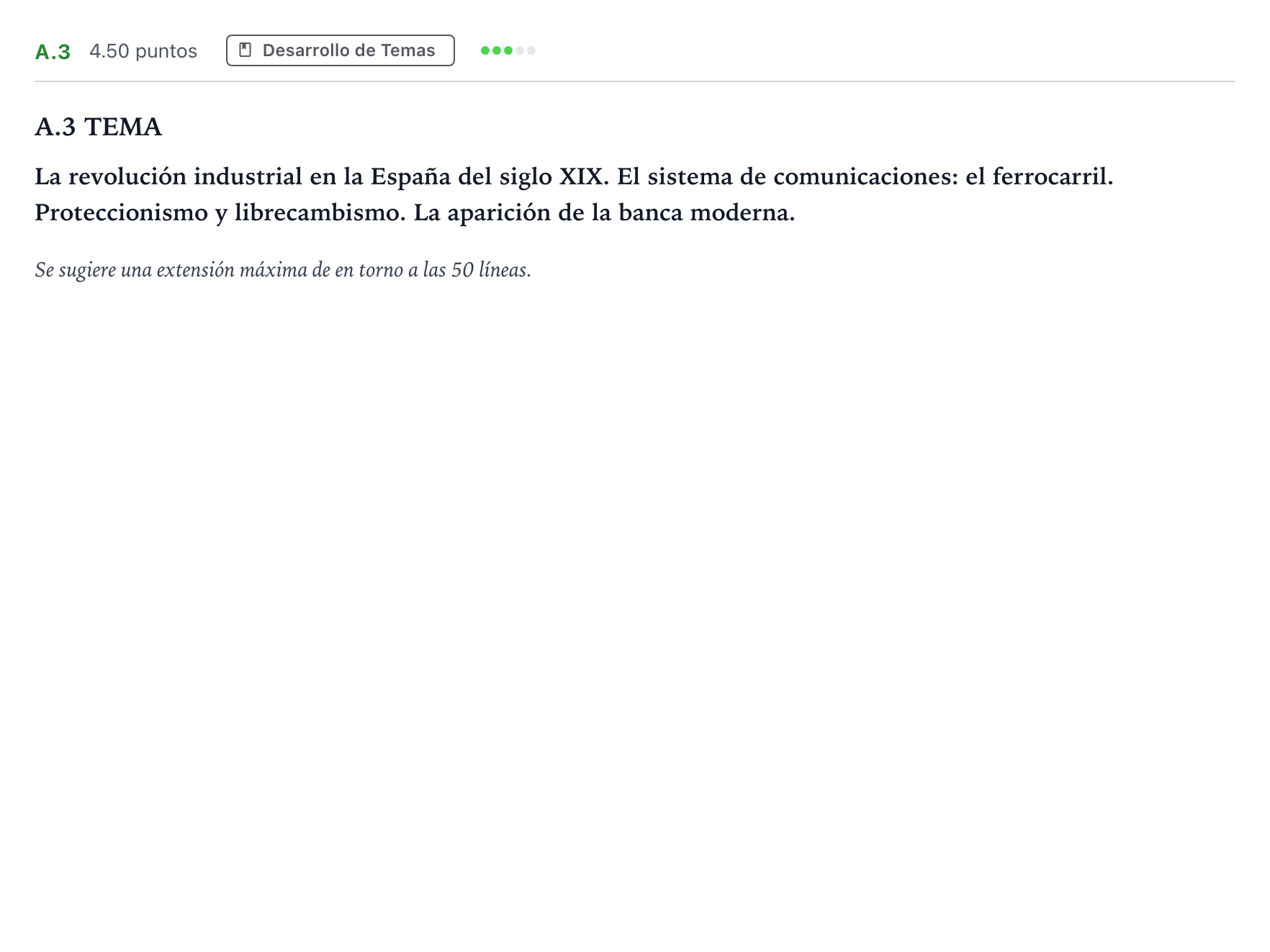 Enunciado: Ejercicio A.3 · Historia de España PAU Madrid Extraordinaria Coincidencias 2023