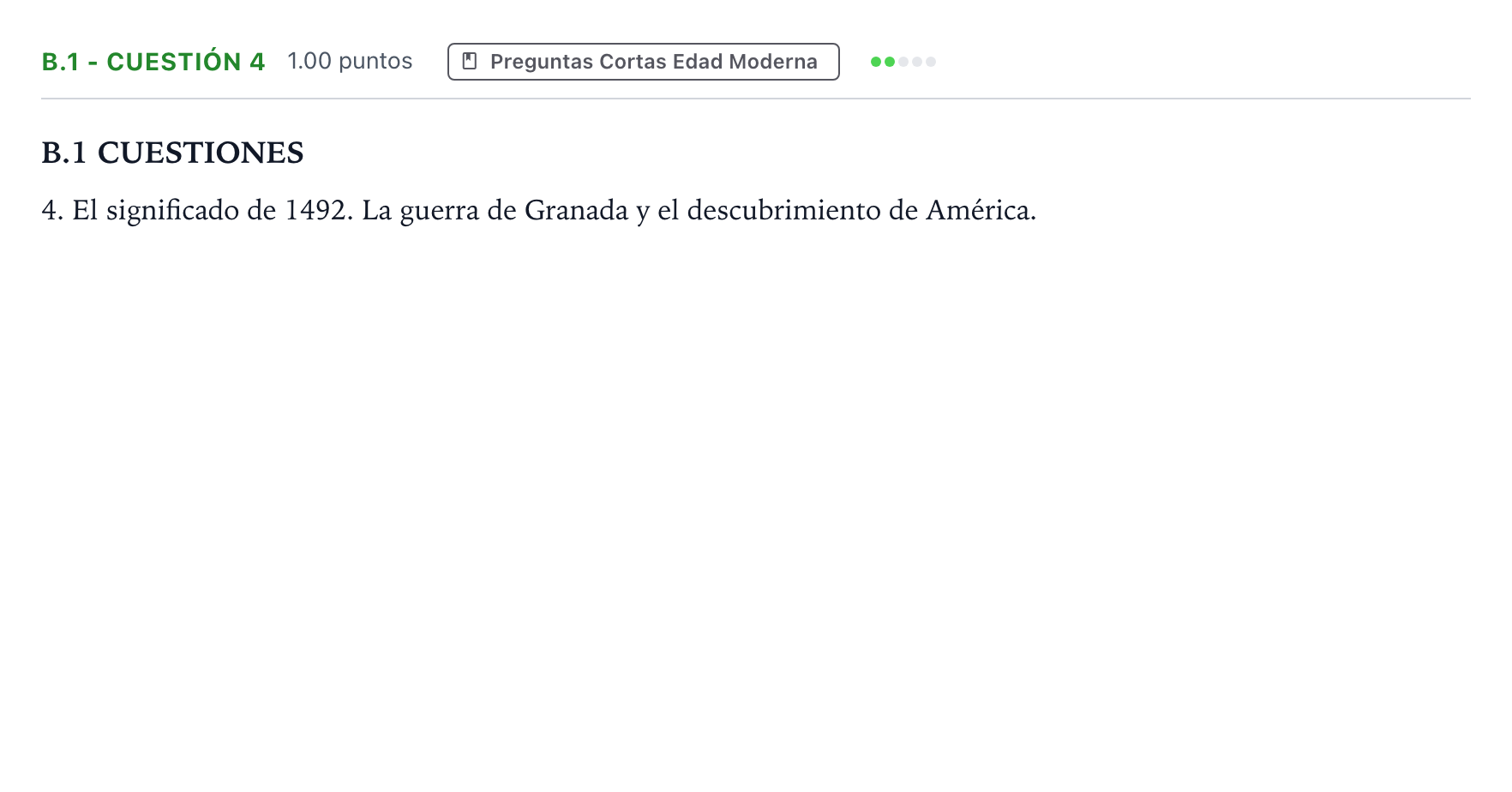 Enunciado: Ejercicio B.1 - Cuestión 4 · Historia de España PAU Madrid Extraordinaria Coincidencias 2023