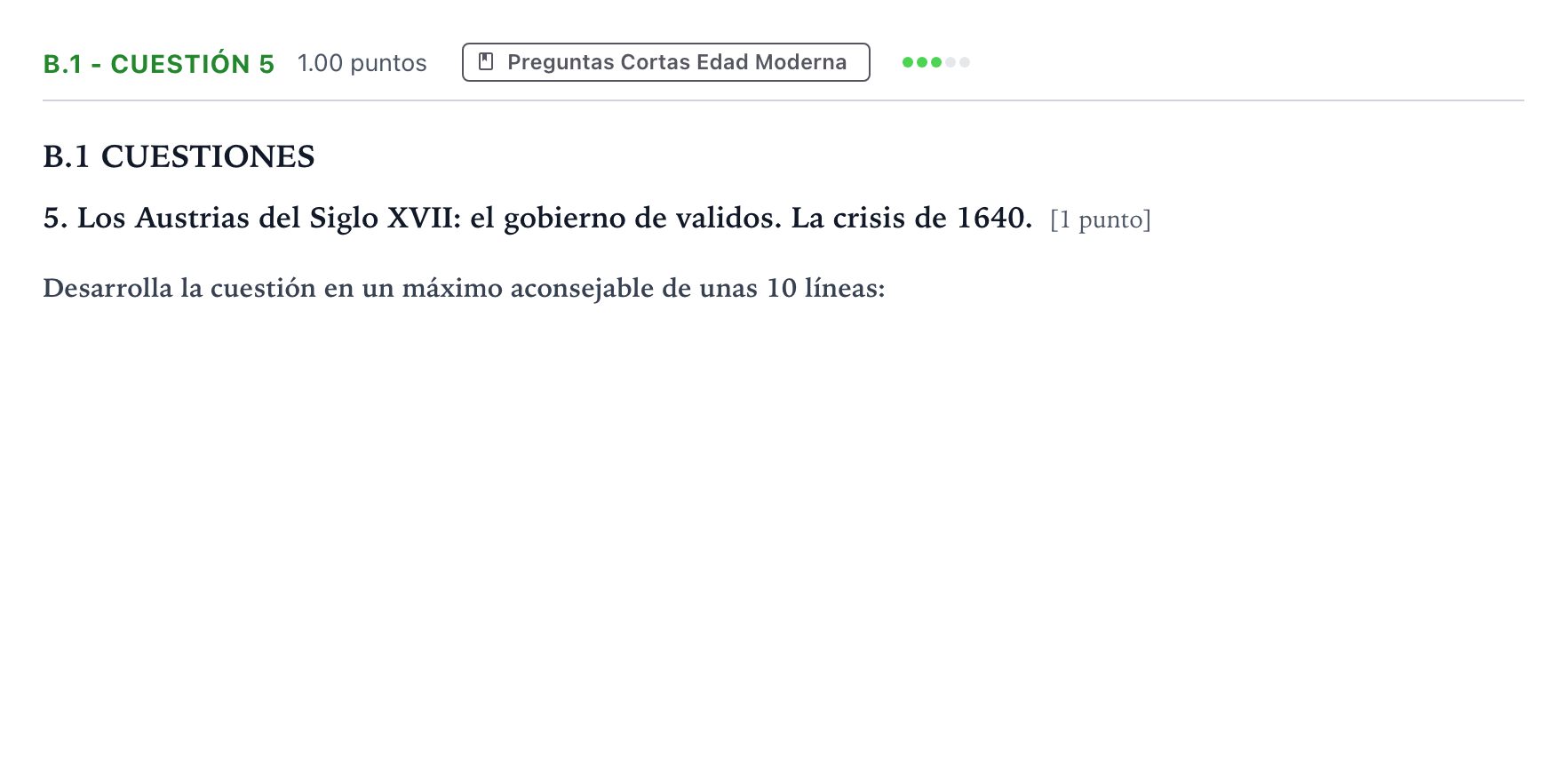 Enunciado: Ejercicio B.1 - Cuestión 5 · Historia de España PAU Madrid Extraordinaria Coincidencias 2023
