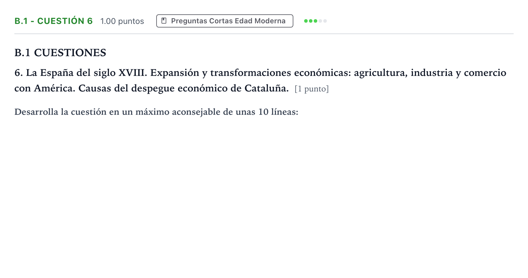 Enunciado: Ejercicio B.1 - Cuestión 6 · Historia de España PAU Madrid Extraordinaria Coincidencias 2023