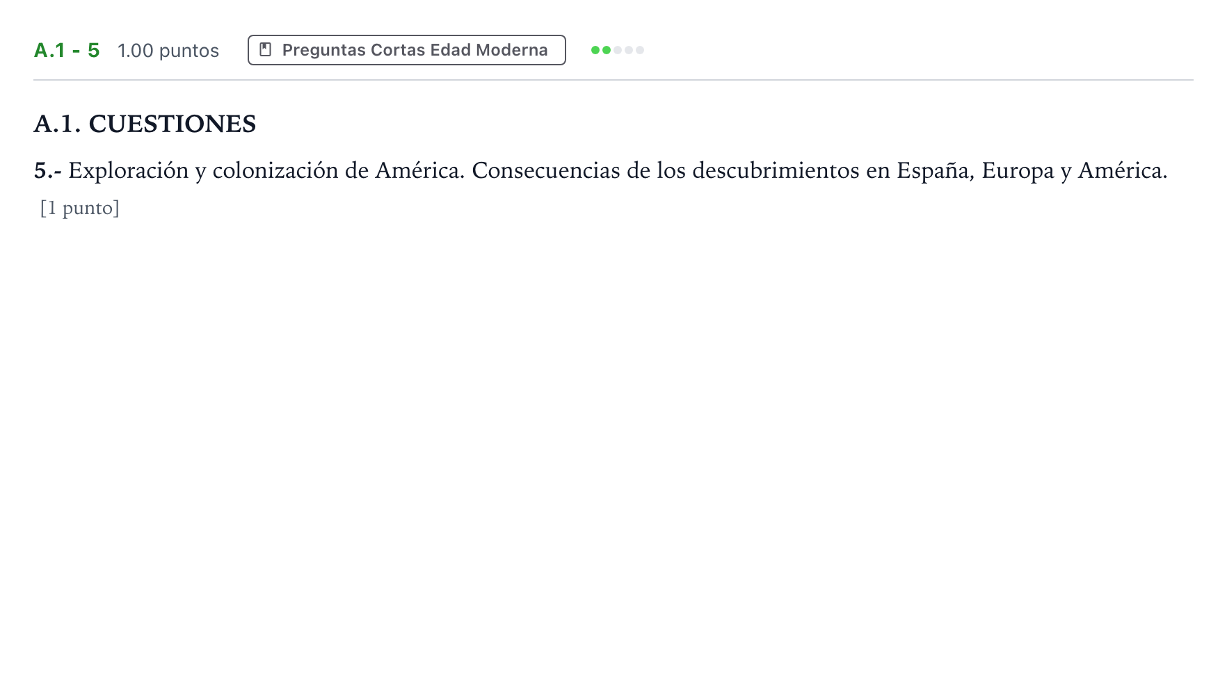Enunciado: Ejercicio A.1 - 5 · Historia de España PAU Madrid Modelo 2023