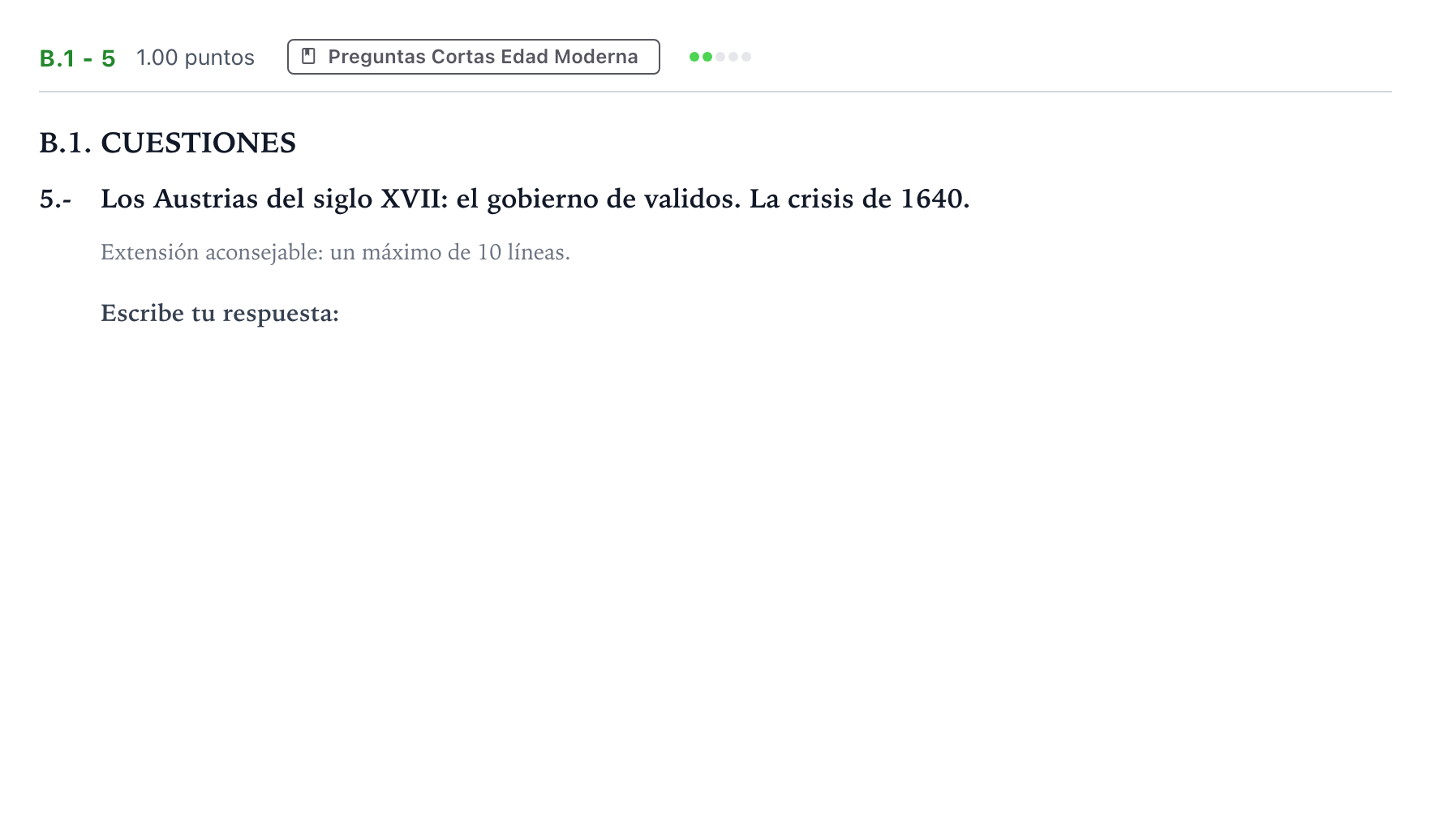 Enunciado: Ejercicio B.1 - 5 · Historia de España PAU Madrid Modelo 2023
