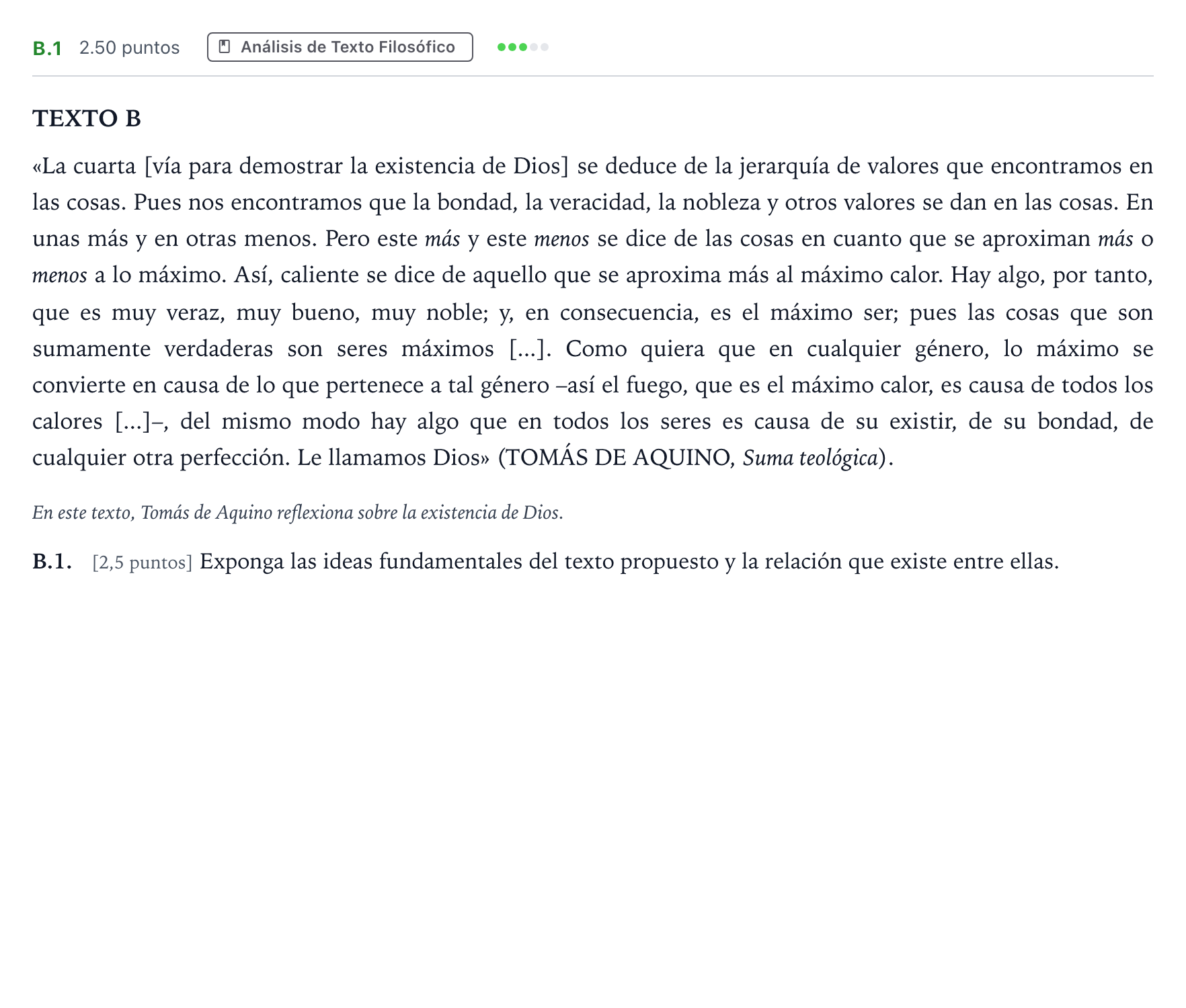 Enunciado: Ejercicio B.1 · Historia de la Filosofía PAU Madrid Extraordinaria 2023