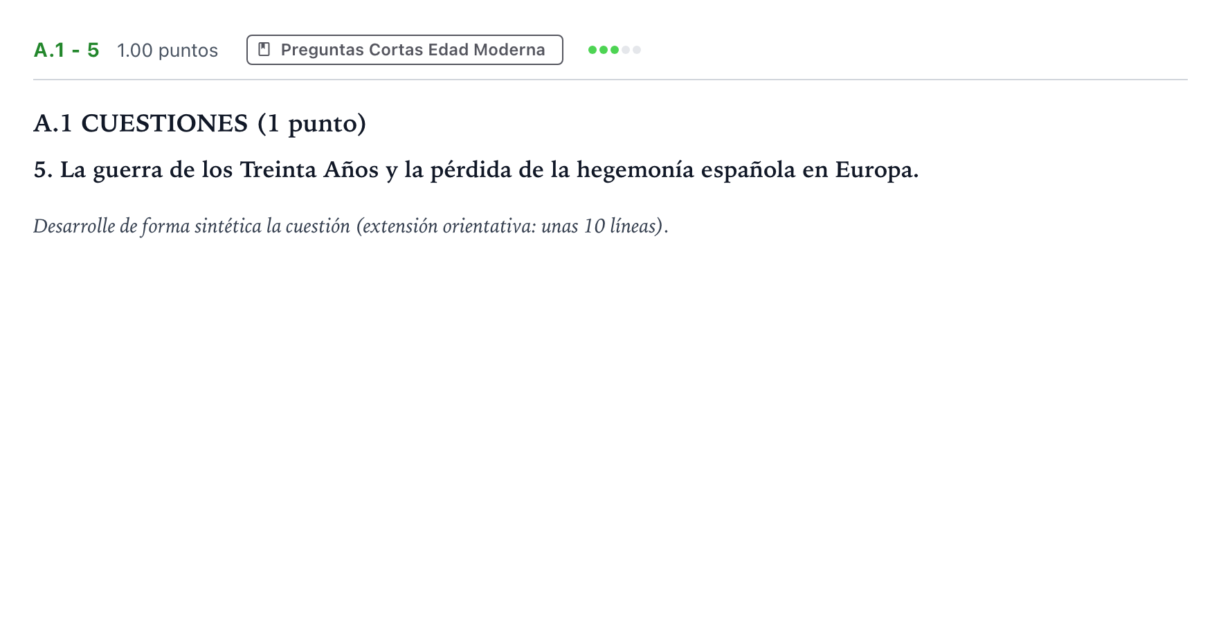 Enunciado: Ejercicio A.1 - 5 · Historia de España PAU Madrid Ordinaria Coincidencias 2023