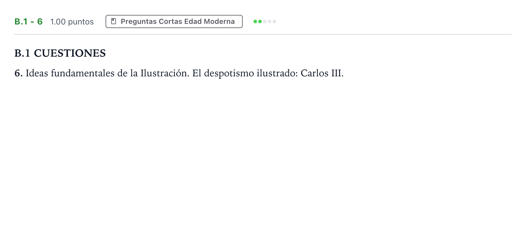Enunciado: Ejercicio B.1 - 6 · Historia de España PAU Madrid Ordinaria Coincidencias 2023