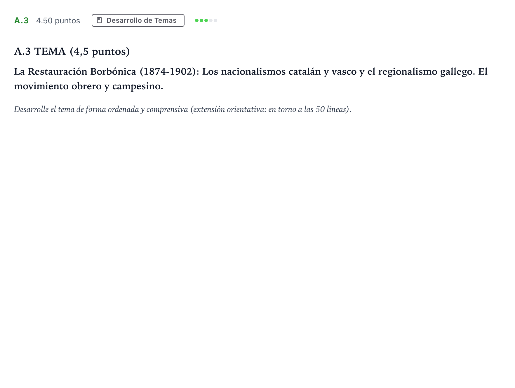 Enunciado: Ejercicio A.3 · Historia de España PAU Madrid Ordinaria Coincidencias 2023